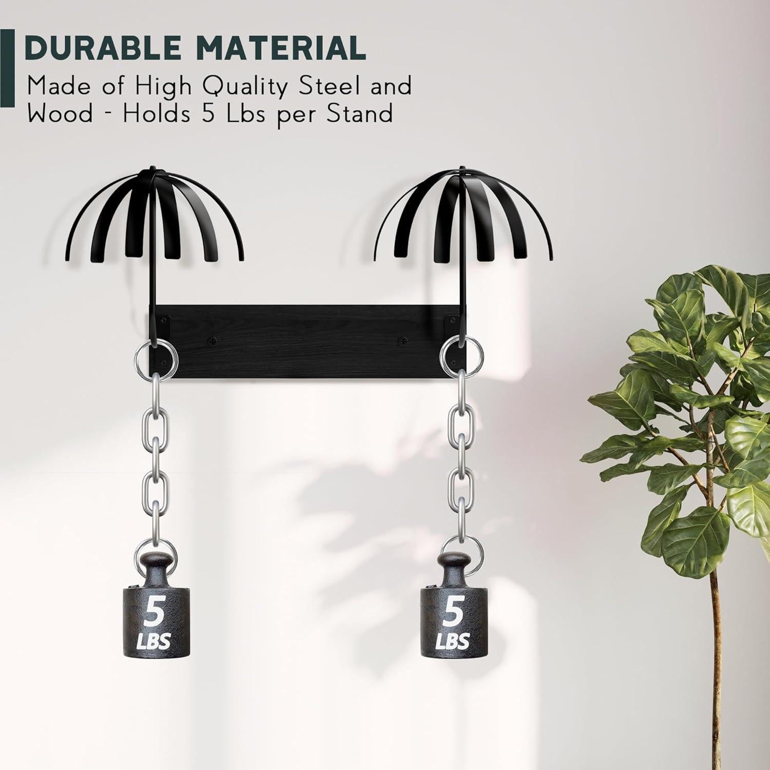 Soporte para Pelucas Colgante Yumkfoi - 4 Pcs, Acero y Madera