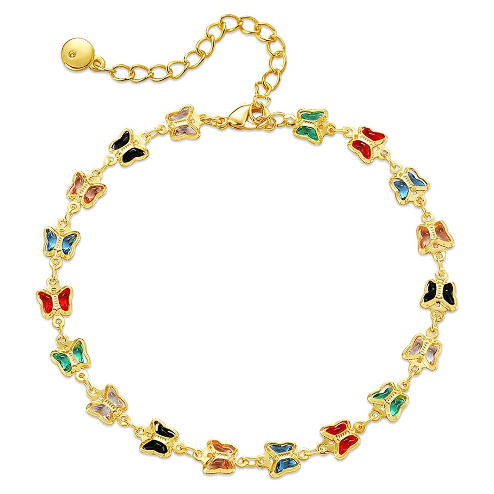 Pulsera de Tobillo Chapada en Oro 18K para Mujeres - Mariposa