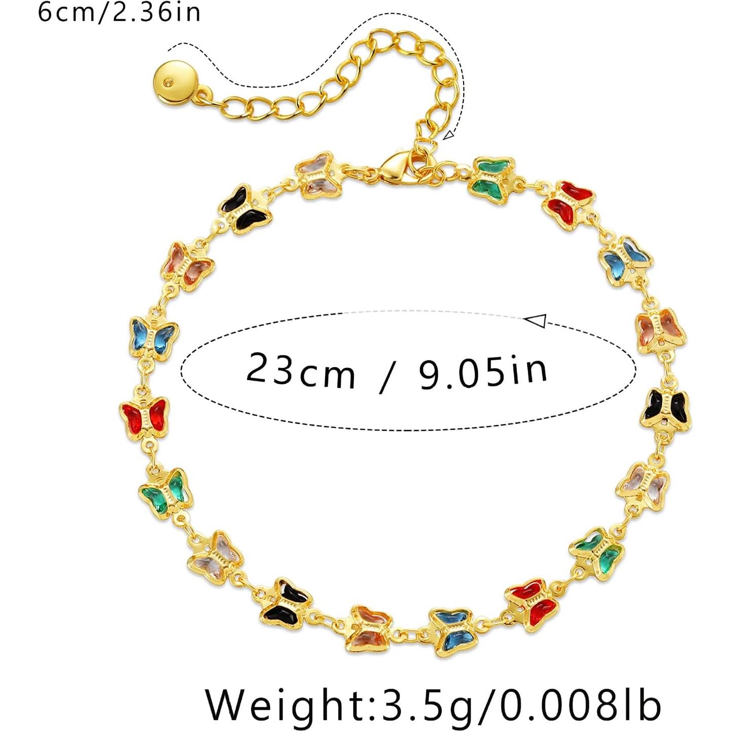 Pulsera de Tobillo Chapada en Oro 18K para Mujeres - Mariposa