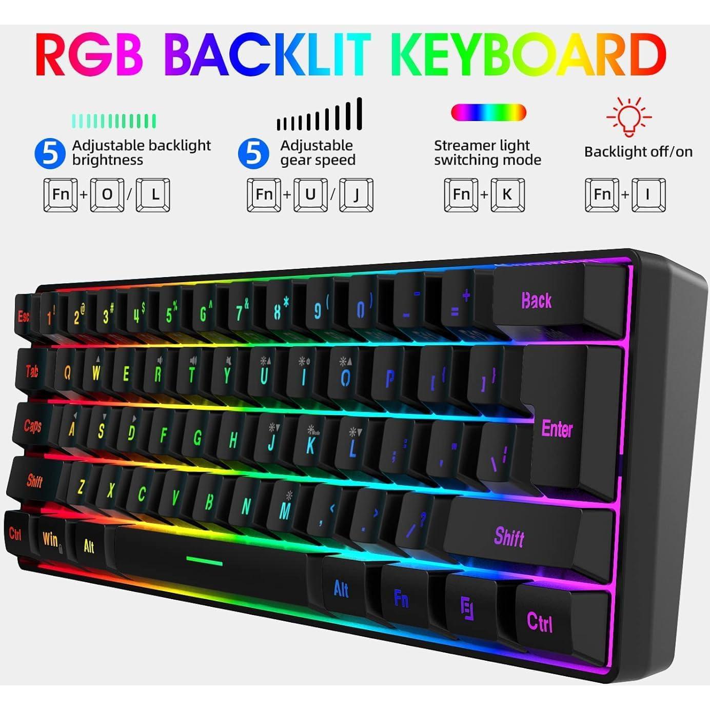 Teclado Gaming Snpurdiri 60% RGB Compacto para PC/Mac