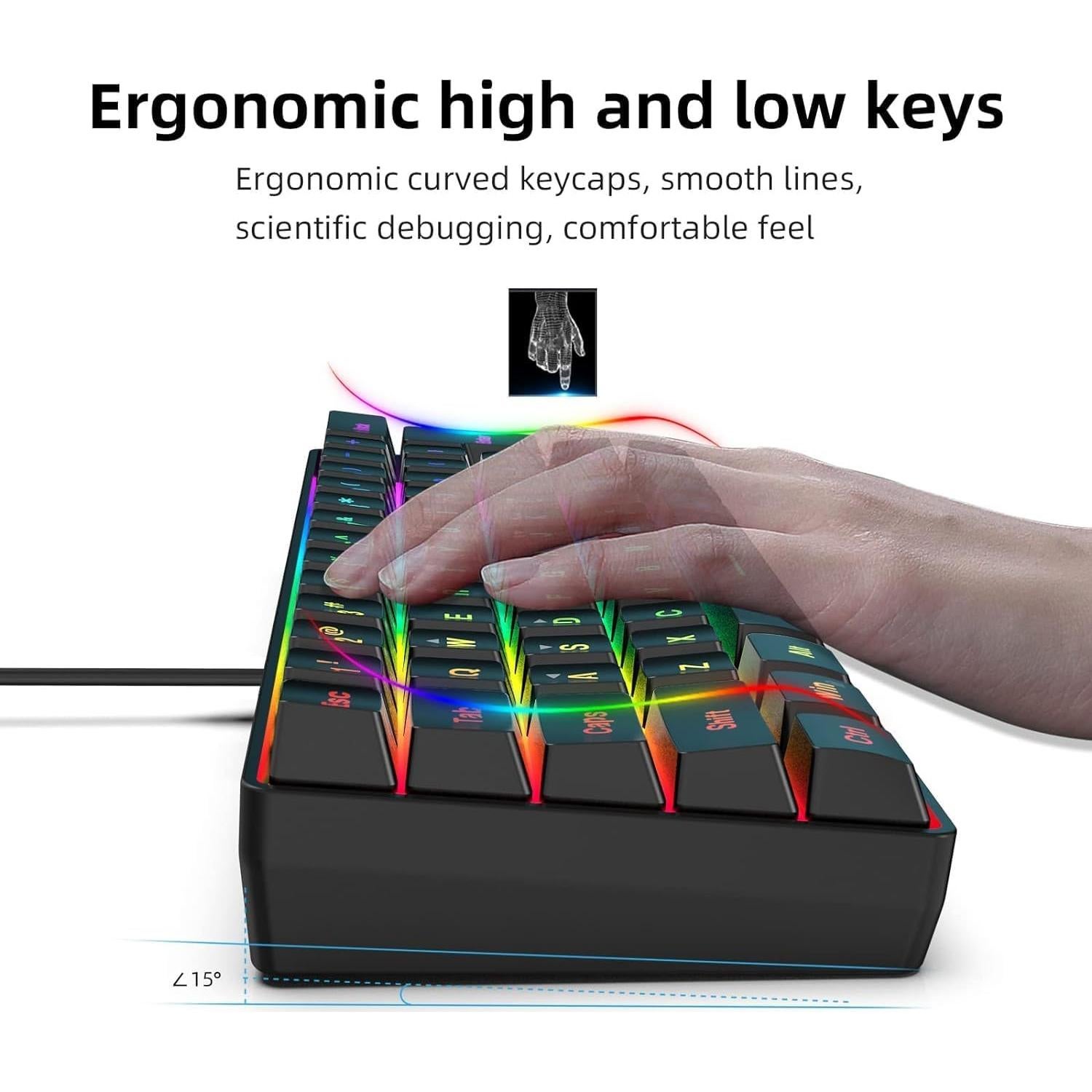 Teclado Gaming Snpurdiri 60% RGB Compacto para PC/Mac