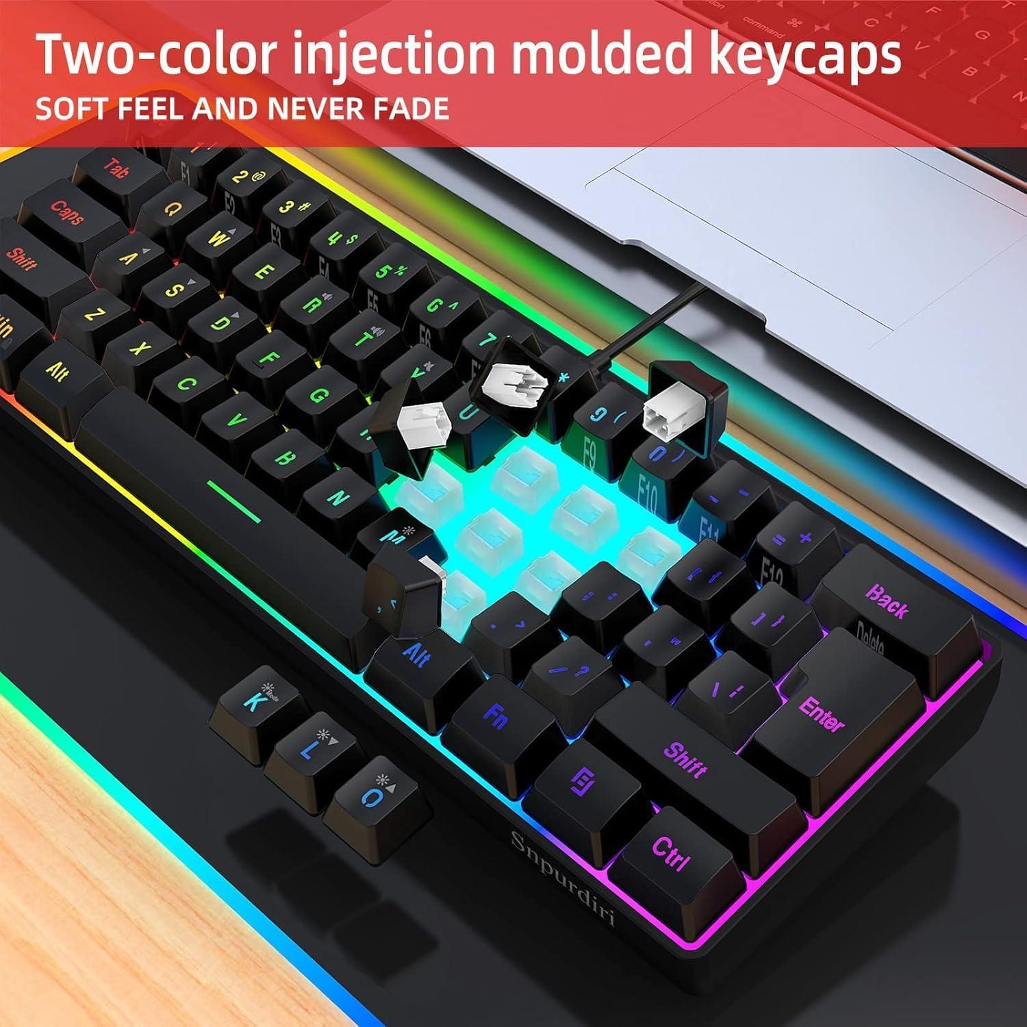 Teclado Gaming Snpurdiri 60% RGB Compacto para PC/Mac