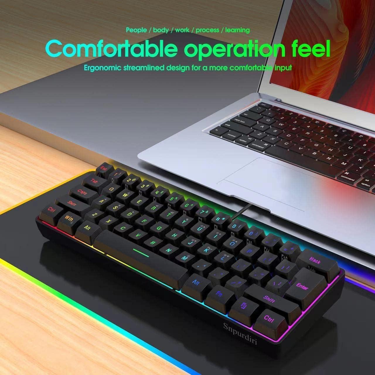 Teclado Gaming Snpurdiri 60% RGB Compacto para PC/Mac
