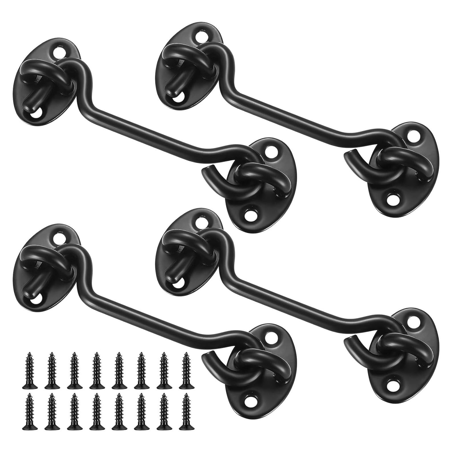 Pestillo de Gancho Ocular 4 Pcs Acero Inoxidable Negro 10.16 cm