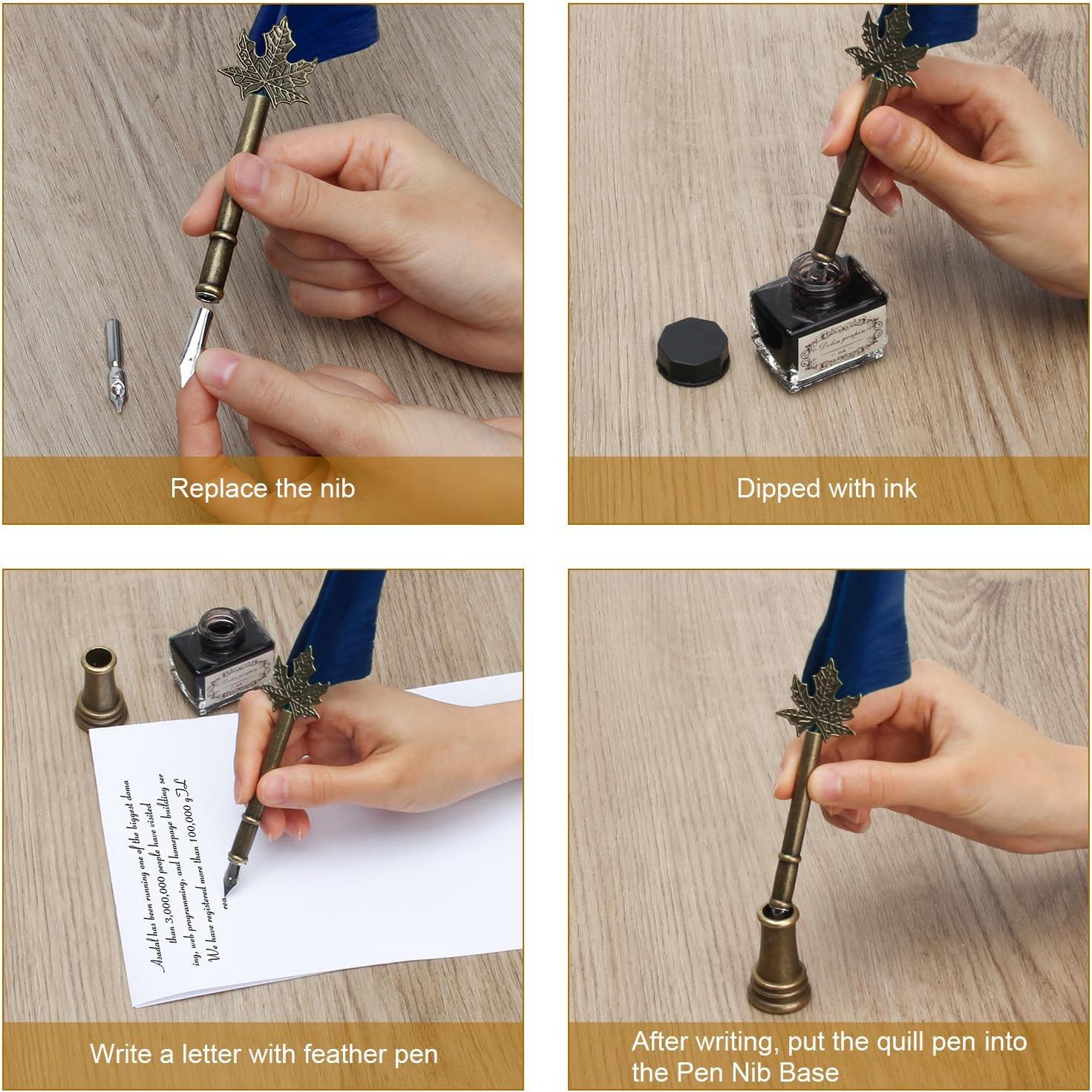 Juego de Pluma y Tinta AHIER con 5 Puntas Repuesto 15ml