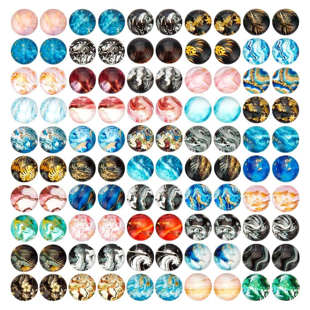 Cabochones de Vidrio PH PandaHall 100pcs 10mm 50 Estilos