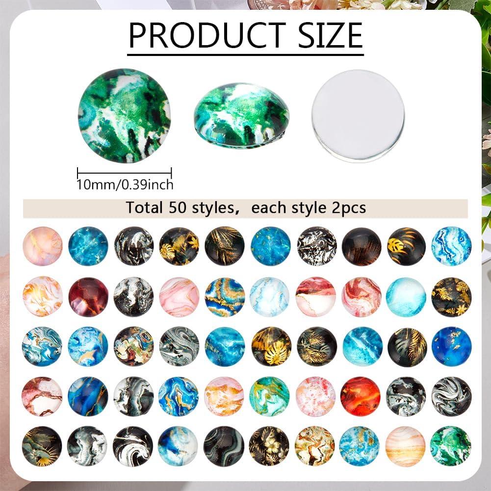 Cabochones de Vidrio PH PandaHall 100pcs 10mm 50 Estilos