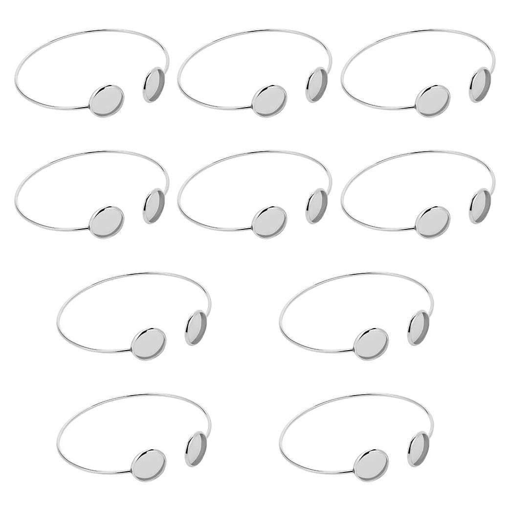 WEBEEDY 12mm Blank Cuff Bracelet Bezel Trays Cabochon Bezel Blank Tray Stainless Steel Bracelet Bangle Bracelet Bezel Blank Settings