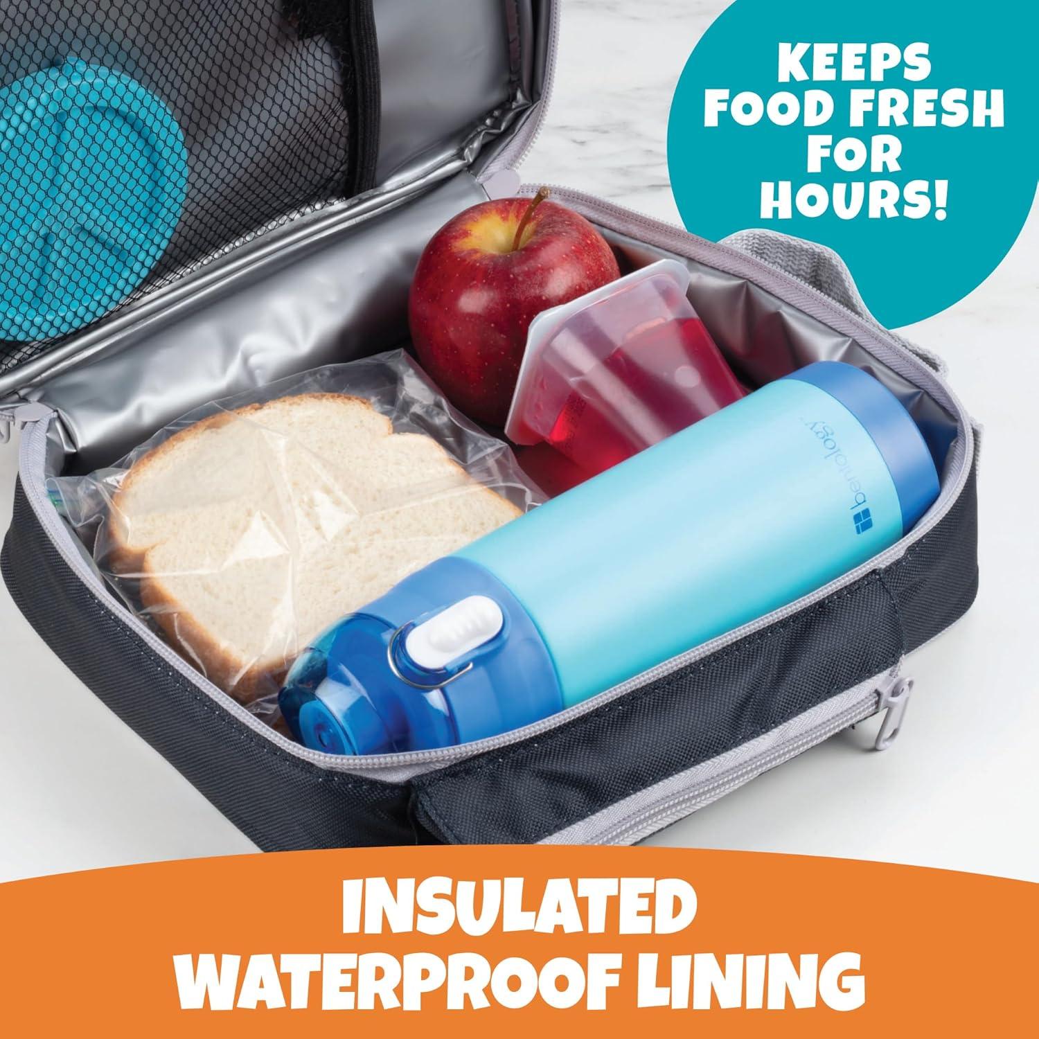 Bolsa de Almuerzo Aislada Bentology Azul y Gris con Soporte