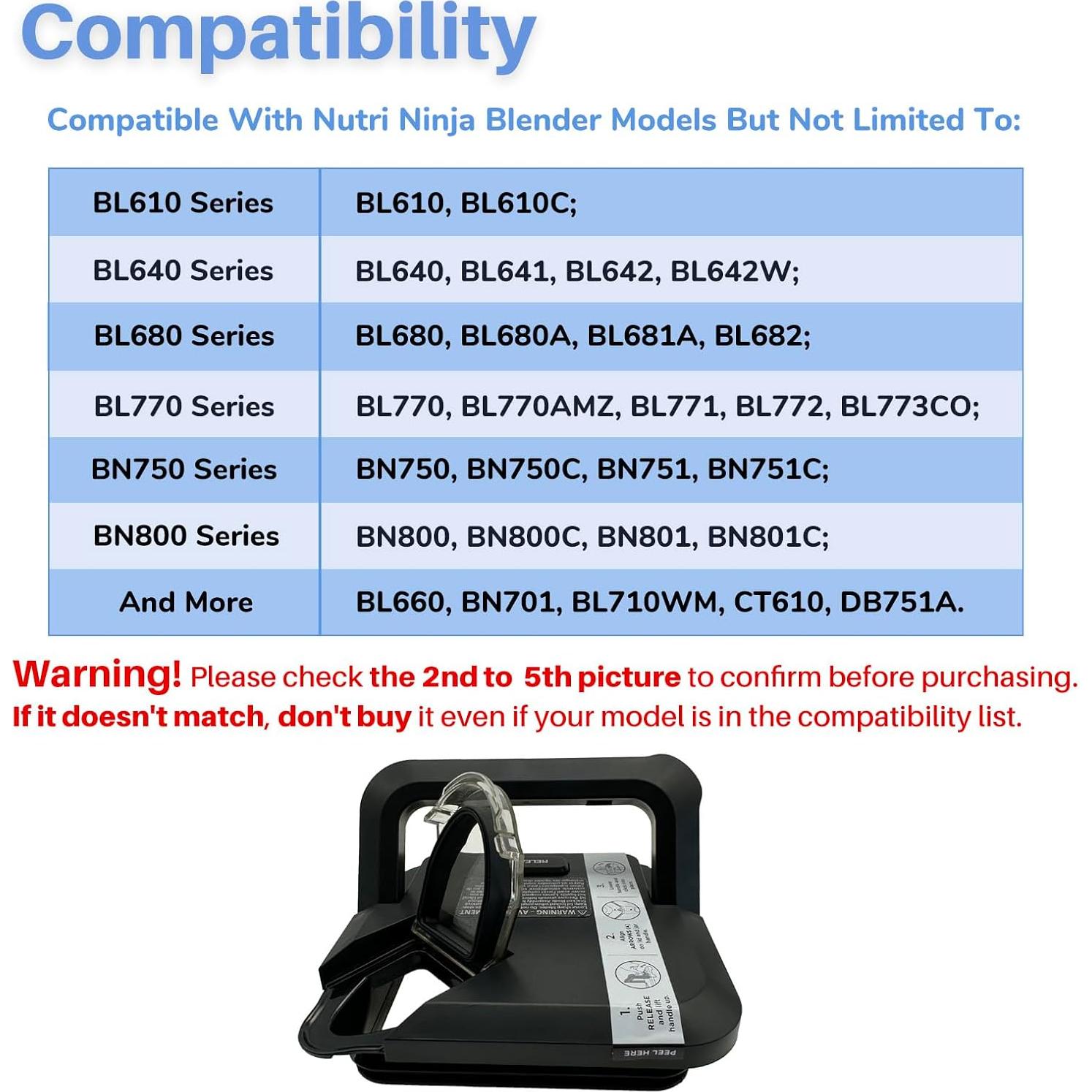 Tapa de bloqueo para licuadora Ninja 72 oz GENQORN