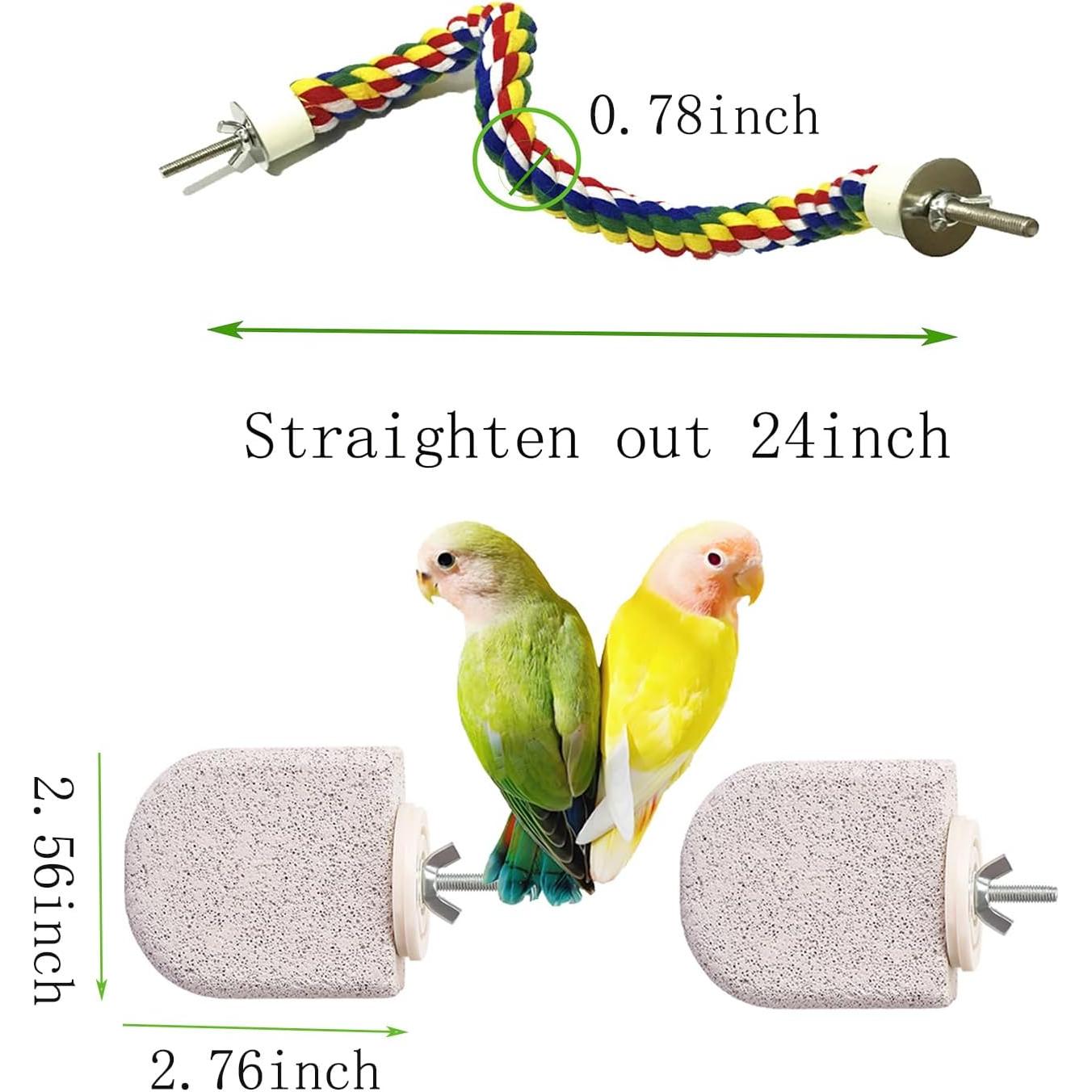 Percha de Cuerda para Pájaros TogyGooty 60 cm con 2 Soportes de Calcio