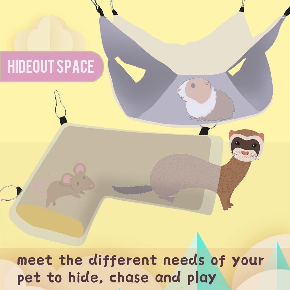 Hamaca y Túnel Esquinero para Cobayas EAEDMY 36.1x24.9cm