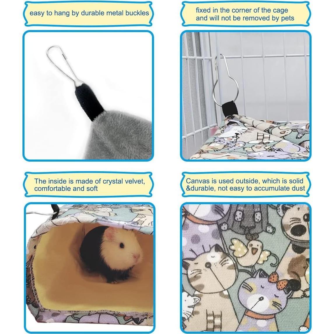 Hamaca y Túnel Esquinero para Cobayas EAEDMY 36.1x24.9cm