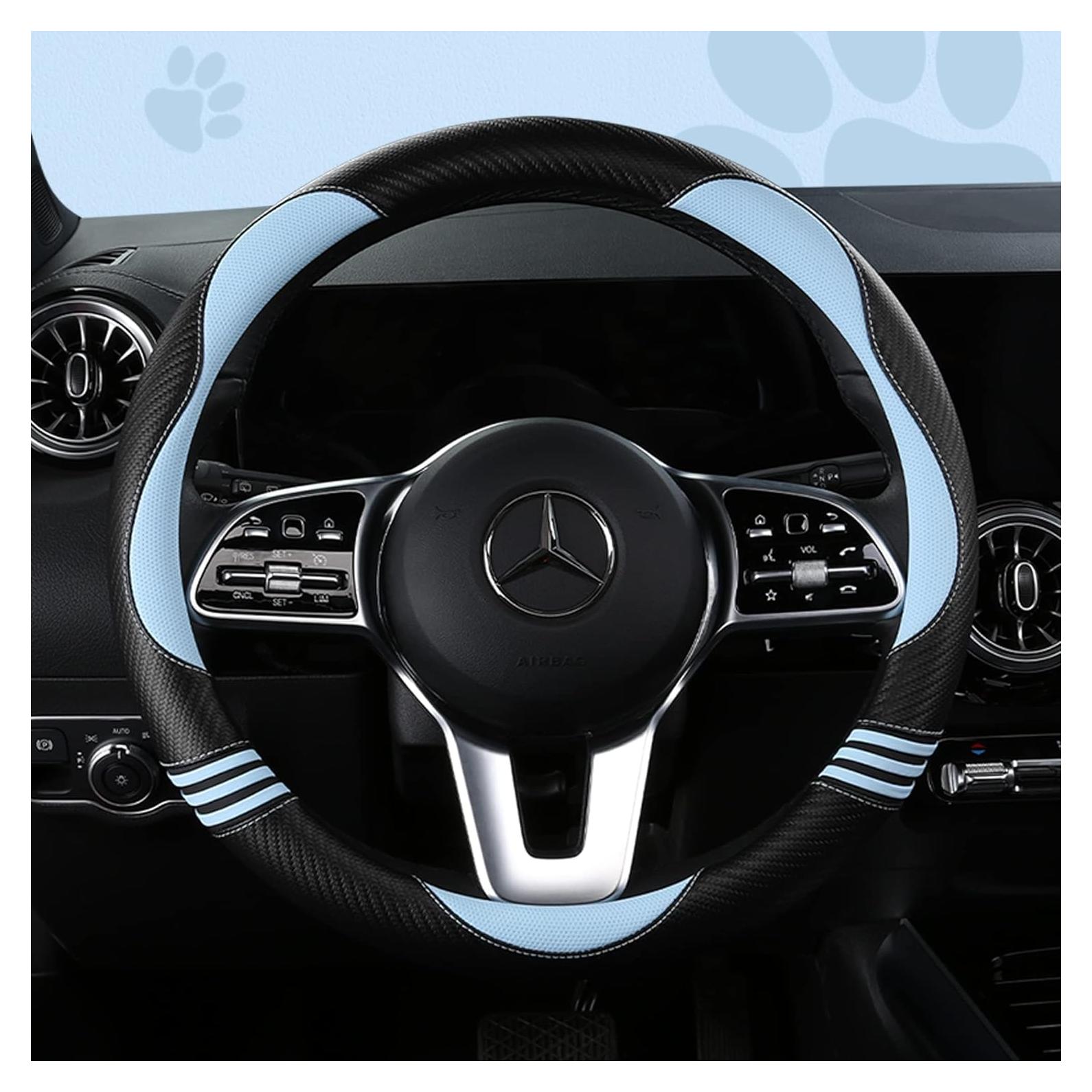 Cubierta de Volante Antideslizante HighnessHwoo Gato 37-38cm Azul