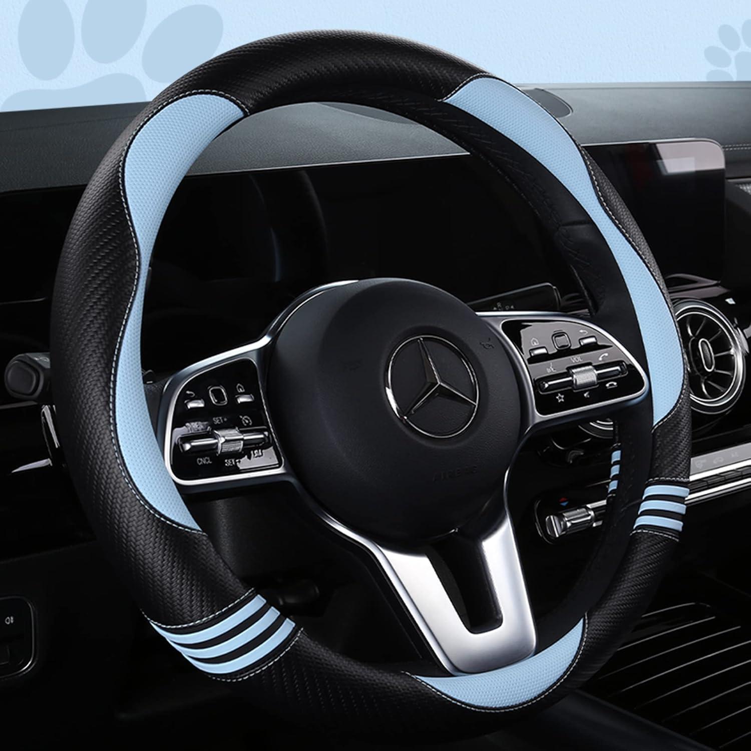 Cubierta de Volante Antideslizante HighnessHwoo Gato 37-38cm Azul