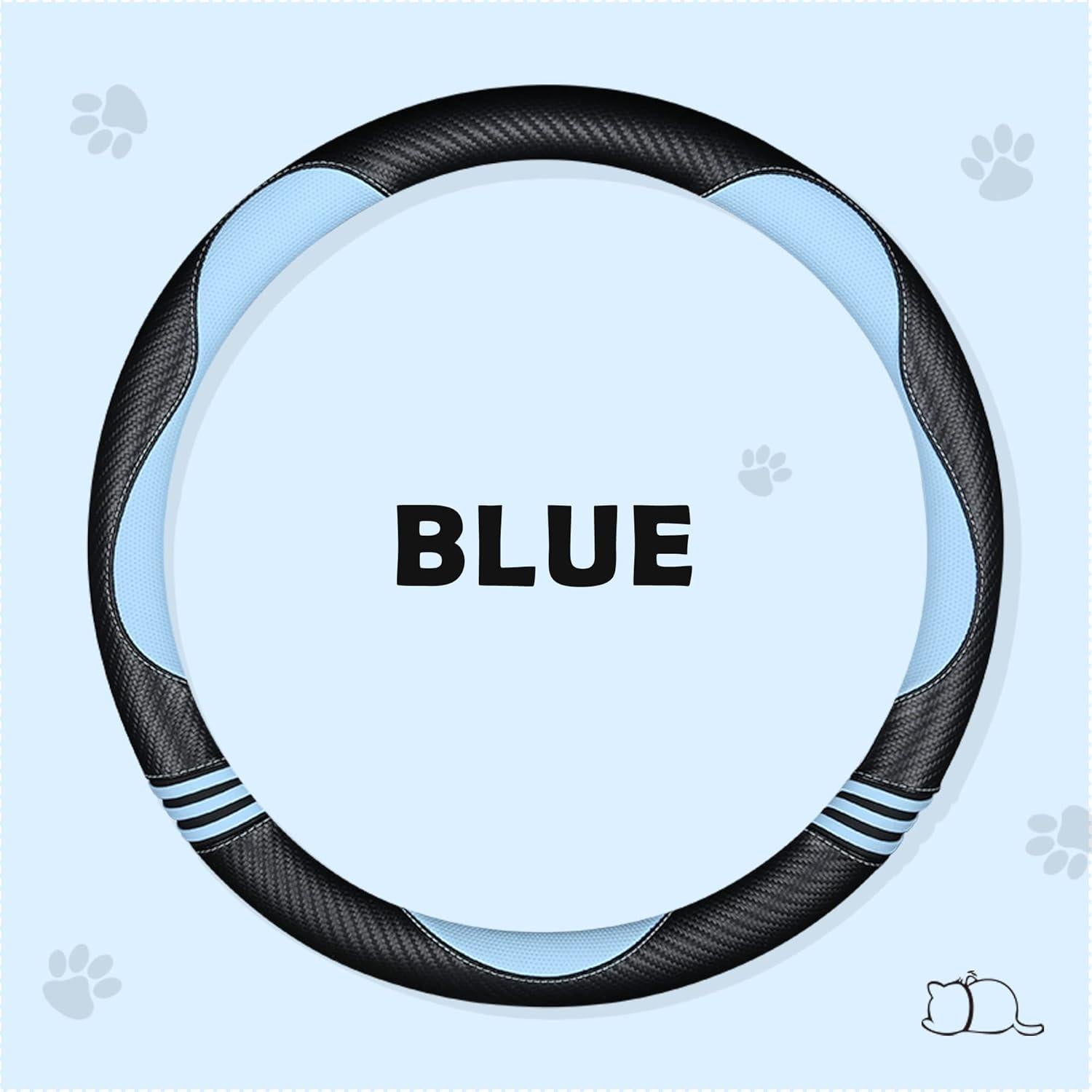 Cubierta de Volante Antideslizante HighnessHwoo Gato 37-38cm Azul