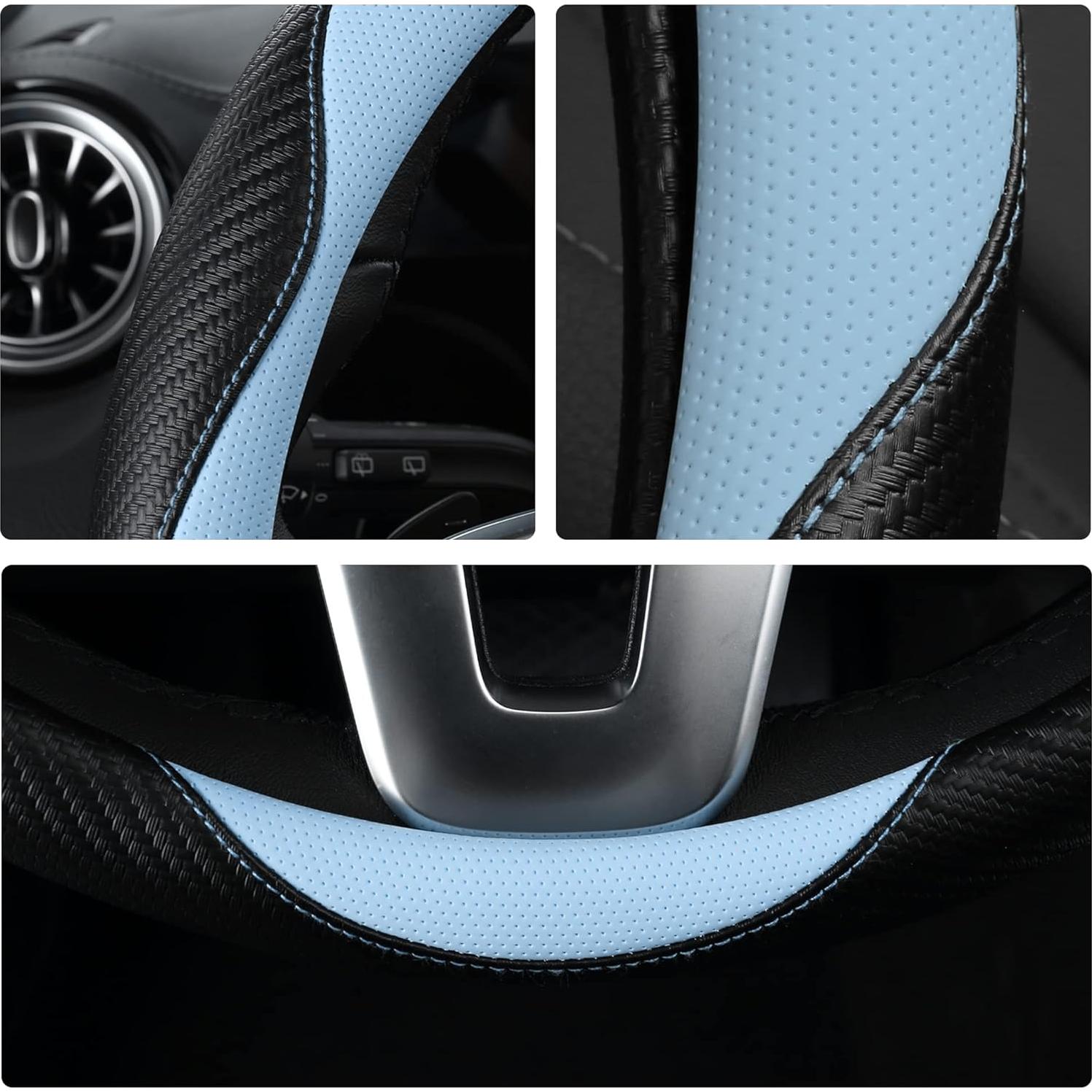 Cubierta de Volante Antideslizante HighnessHwoo Gato 37-38cm Azul