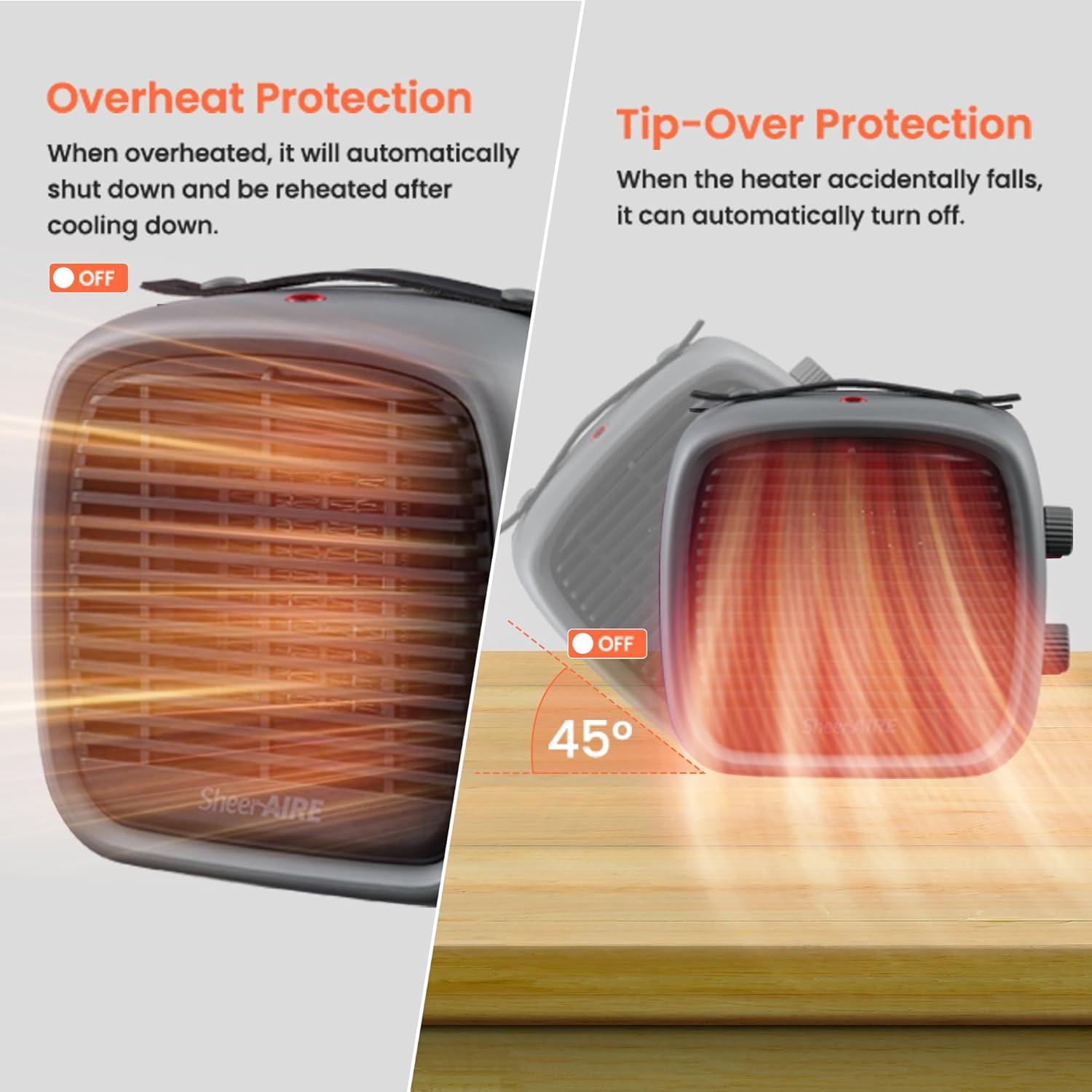 Calentador Eléctrico SheerAIRE 700W/1200W Protección Térmica
