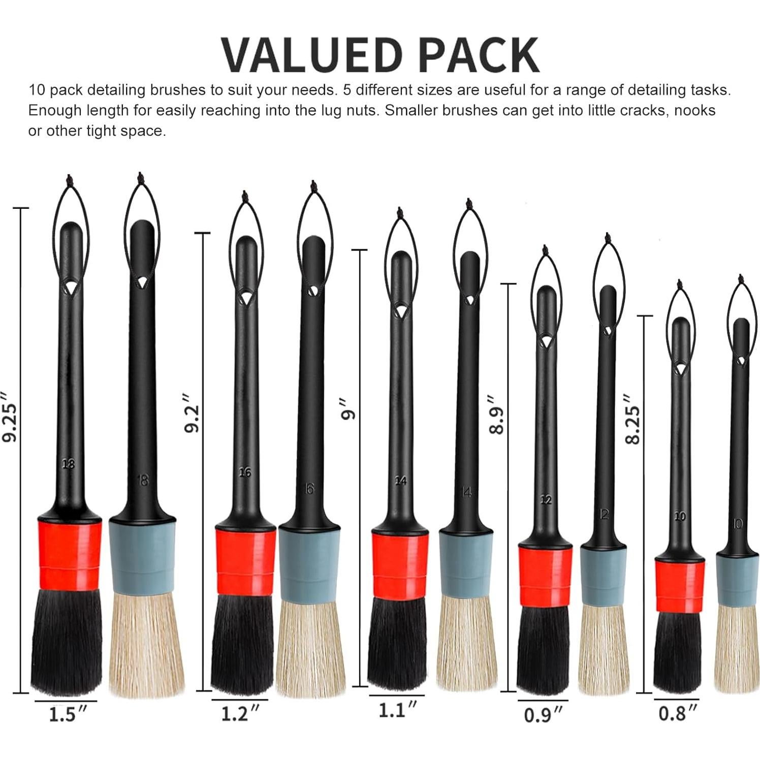 Juego de Cepillos de Detalle LANNEY - 10 Piezas para Autos