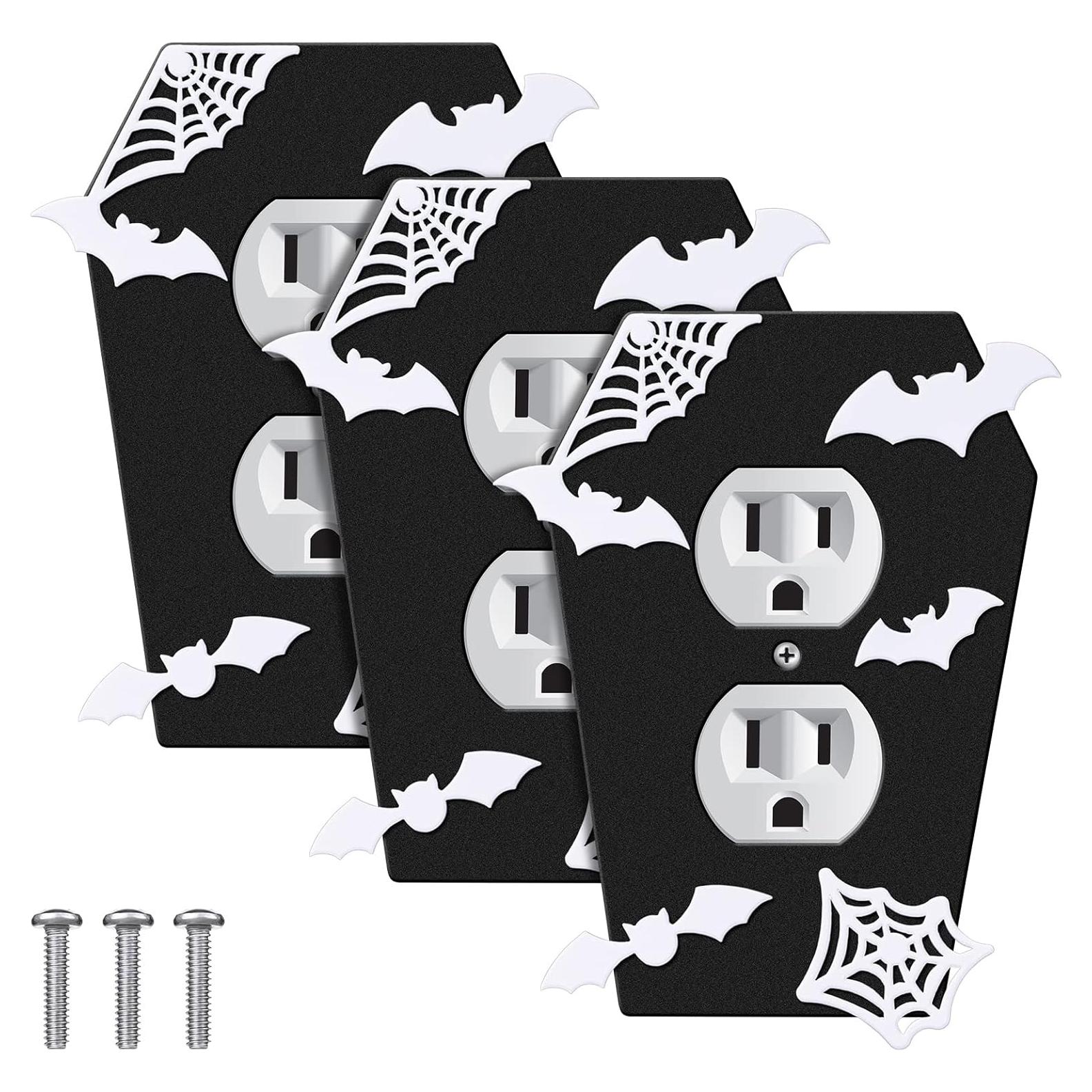 Tapa de Interruptor de Luz Peryiter 3 Piezas Metal Negro Gótico