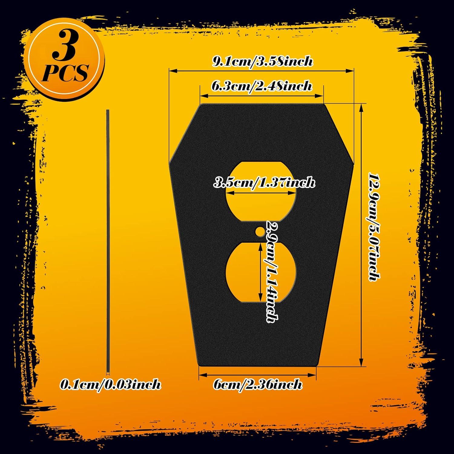 Tapa de Interruptor de Luz Peryiter 3 Piezas Metal Negro Gótico