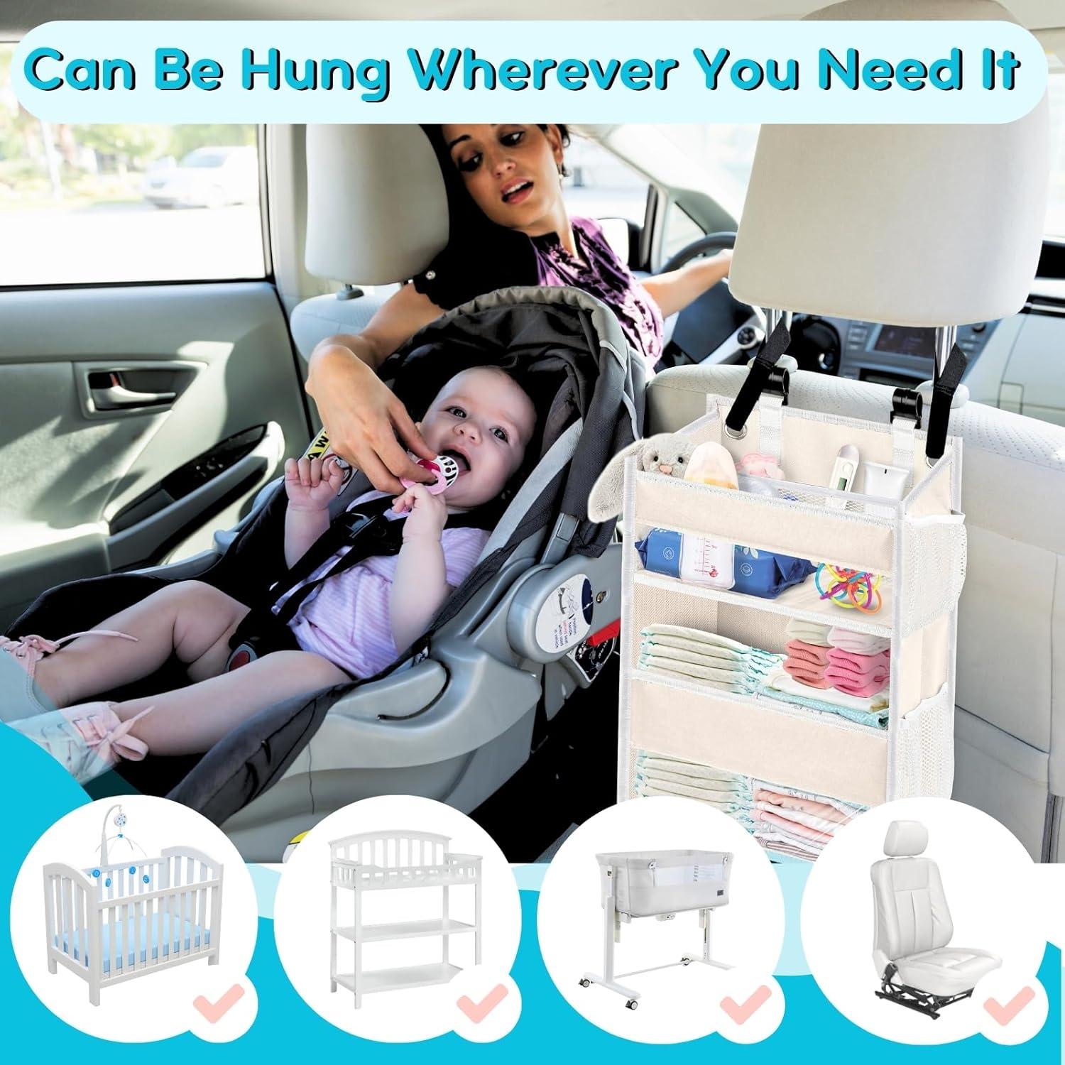 Caddy de Pañales Colgante Ofiray-home Beige 2 Niveles 47 cm