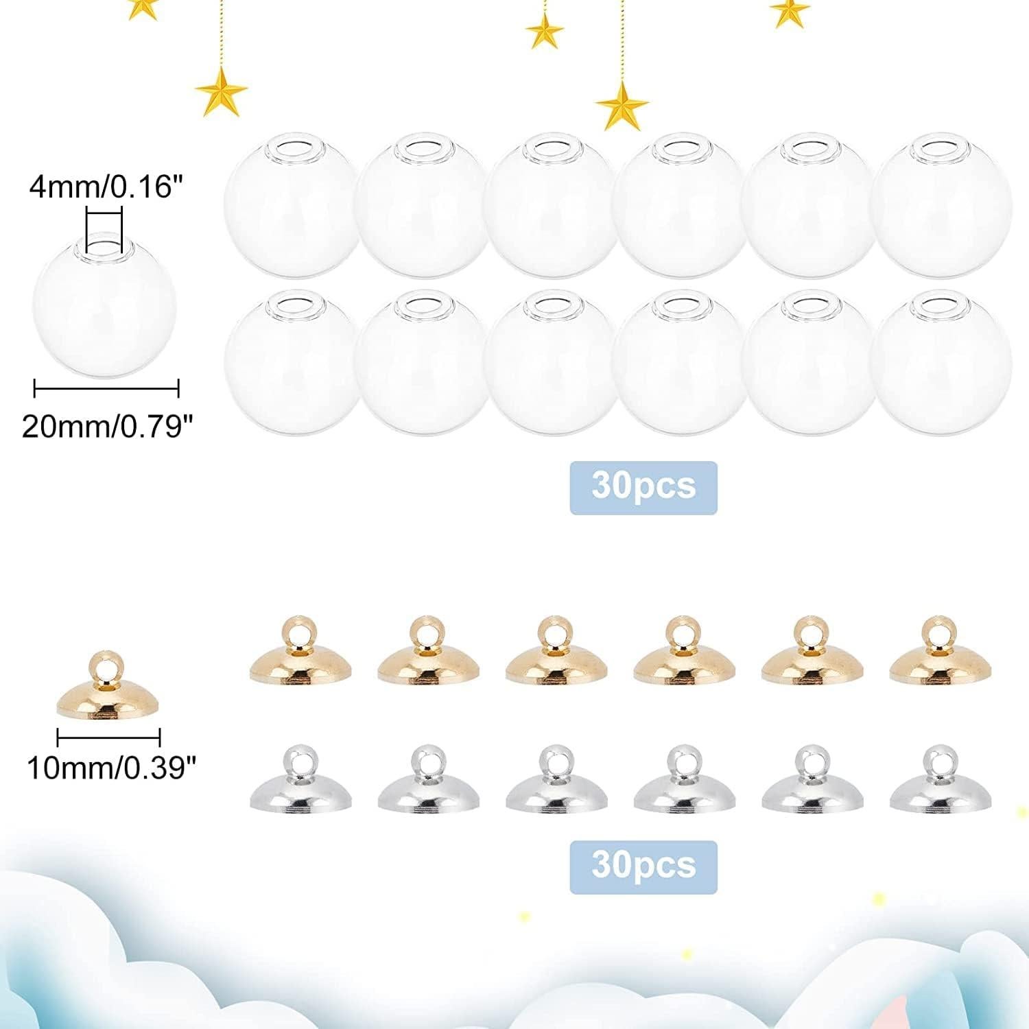 30pcs Mini Adornos de Vidrio PH PandaHall 20mm Transparentes