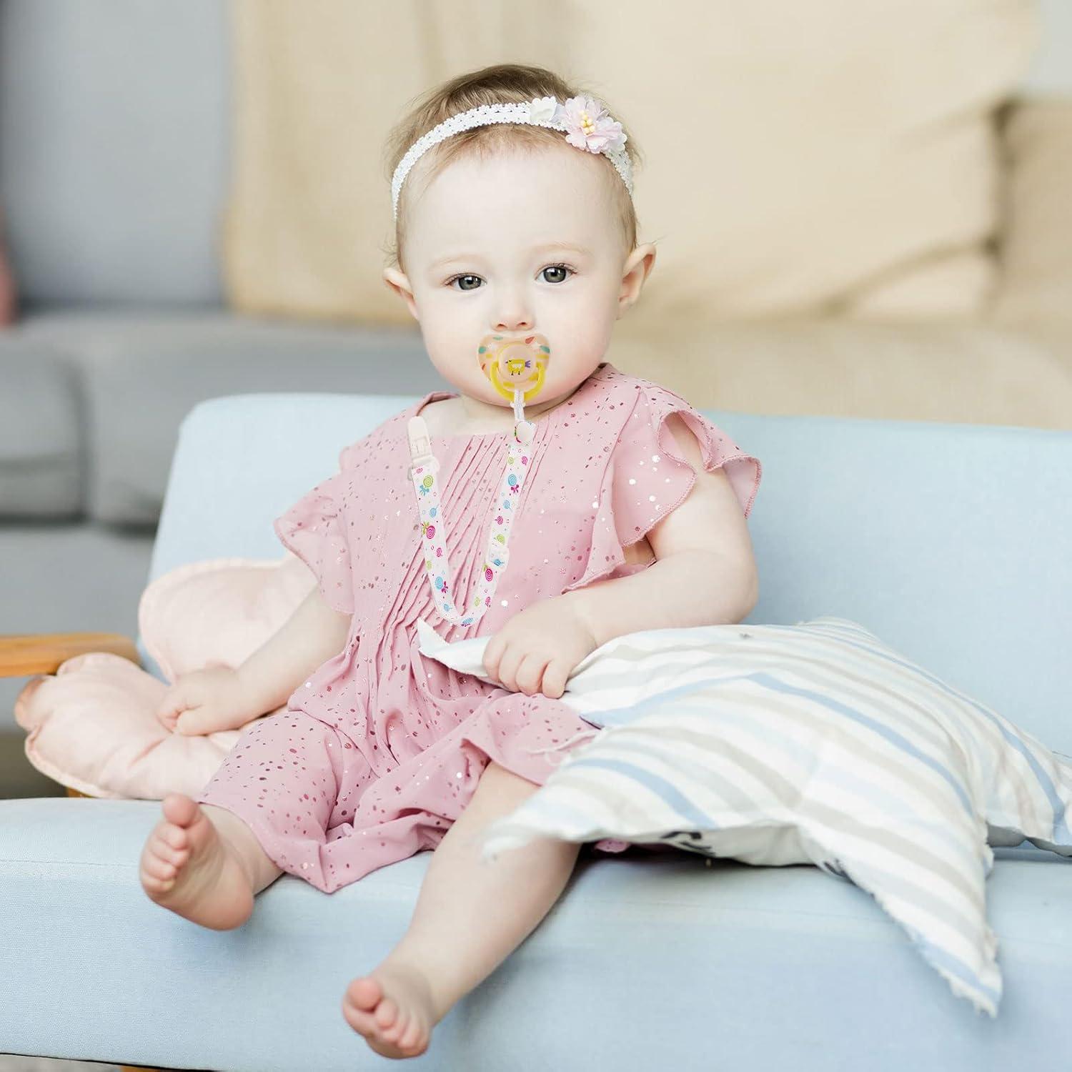 Paquete de 12 Clips para Chupetes Multicolor Ajustables 32-46.5cm