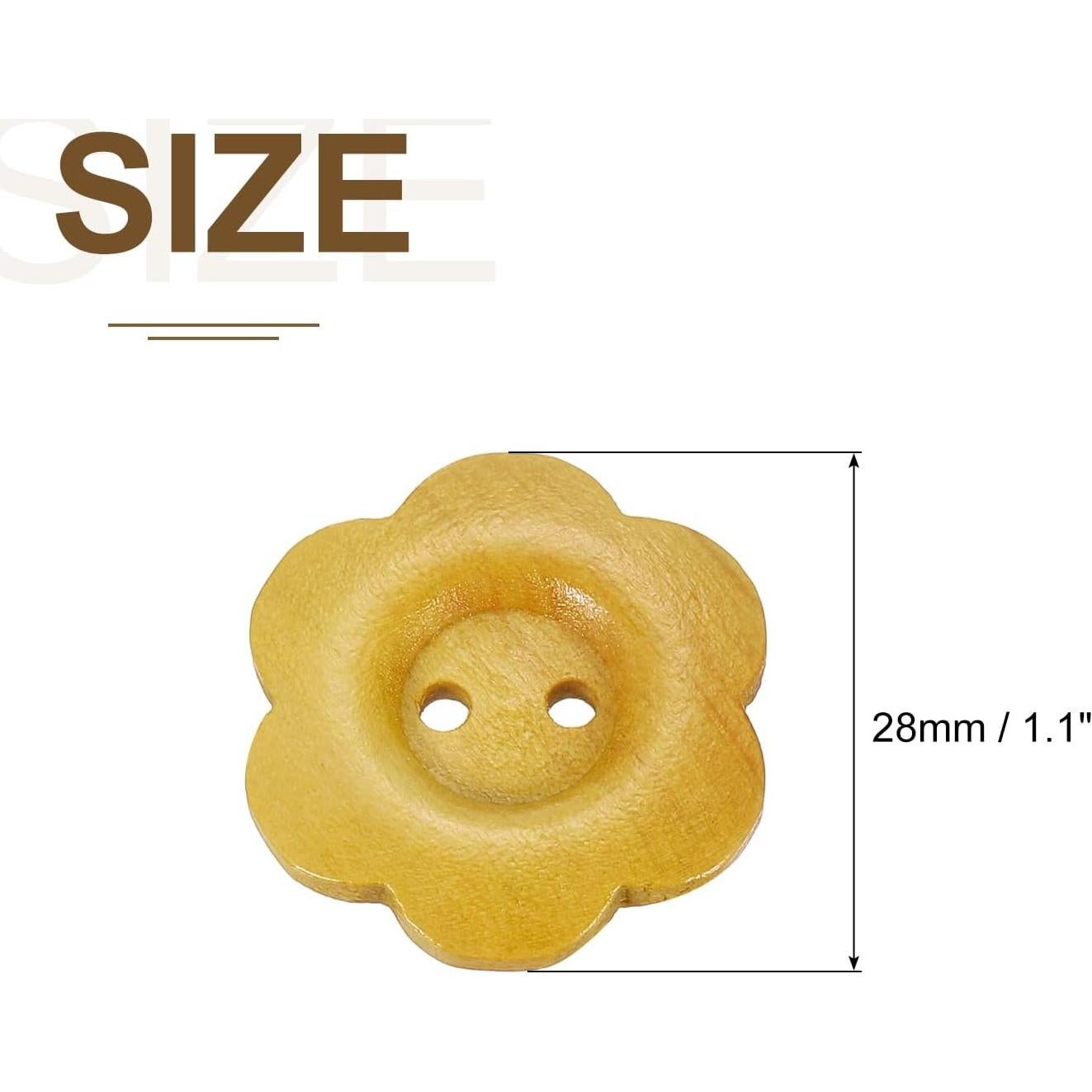 20 Botones de Madera Beige 28mm en Forma de Flor uxcell