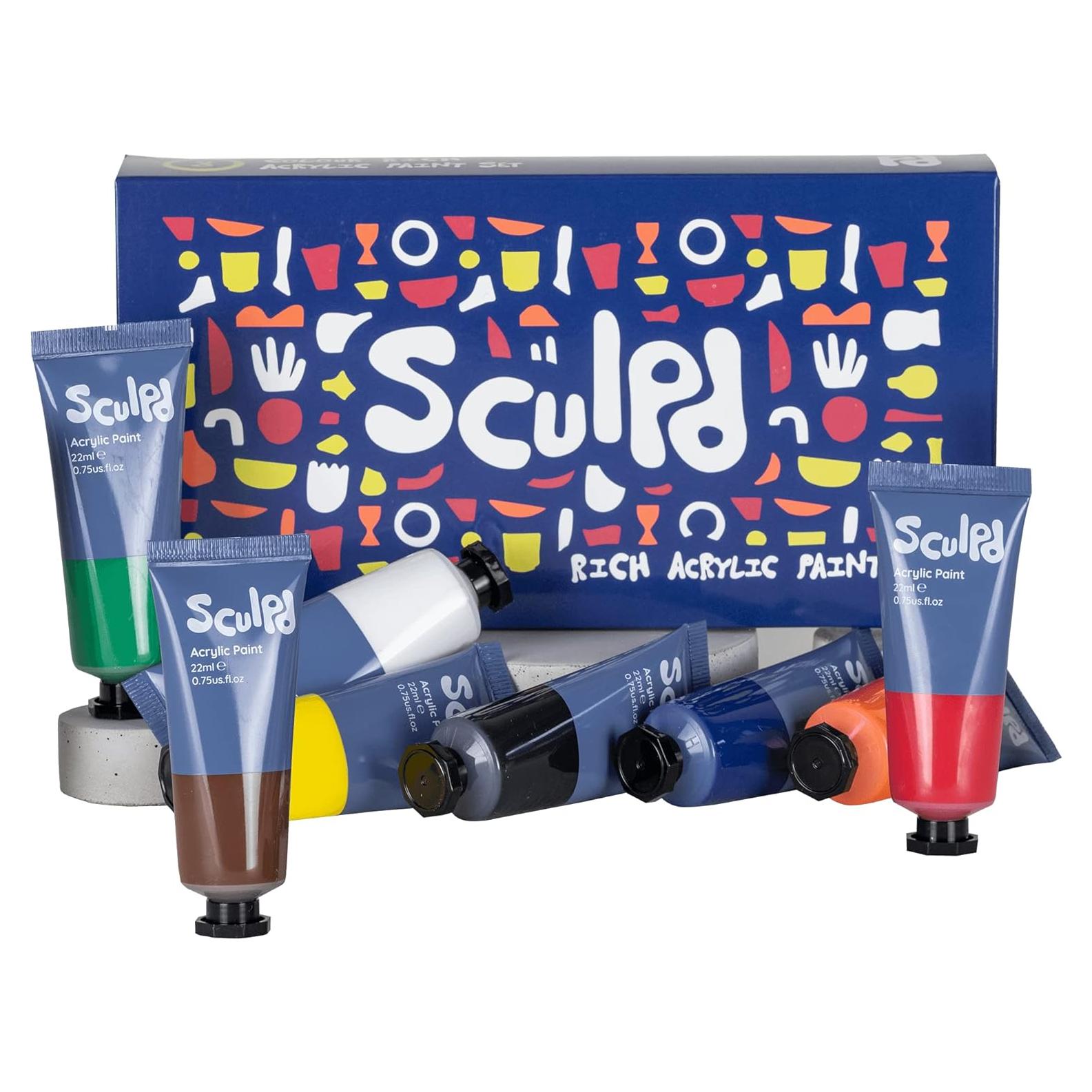 Juego de Pintura Acrílica Sculpd 8 Tubos 22ml Colores Clásicos