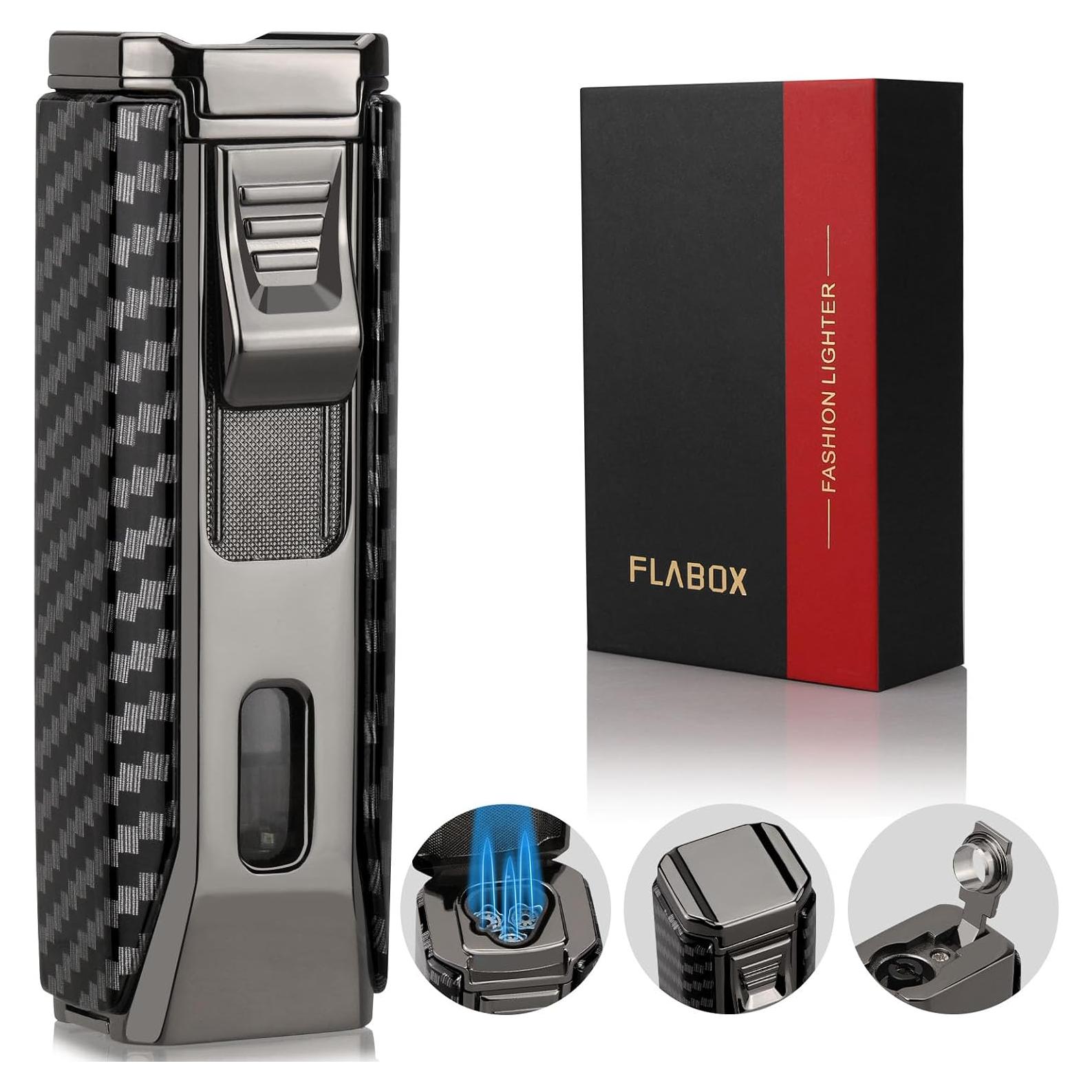 Encendedor de antorcha triple FLABOX negro recargable