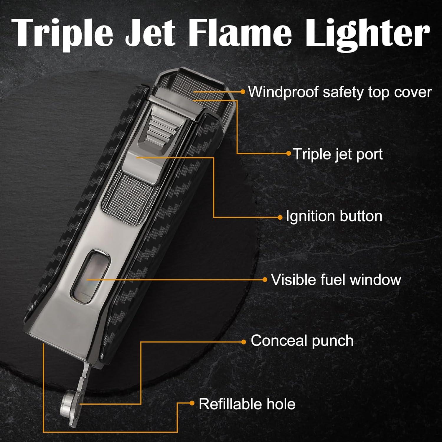 Encendedor de antorcha triple FLABOX negro recargable