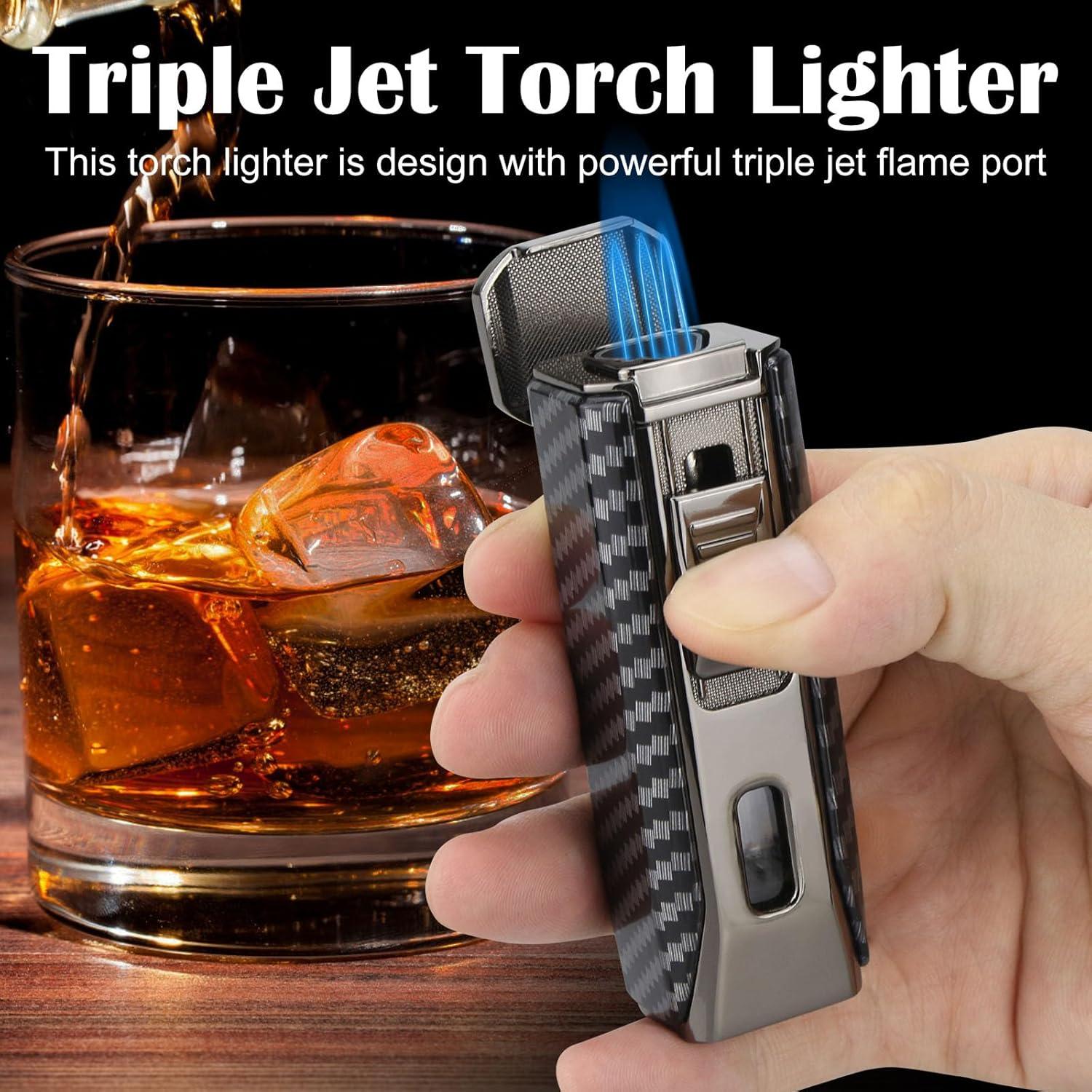 Encendedor de antorcha triple FLABOX negro recargable