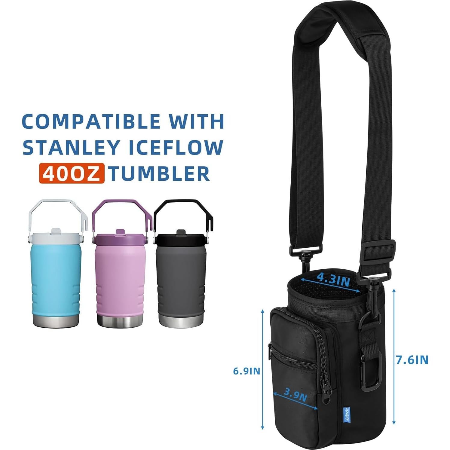 Bolsa Portabotellas de Agua Xxerciz para Stanley 40oz con Bolsillo