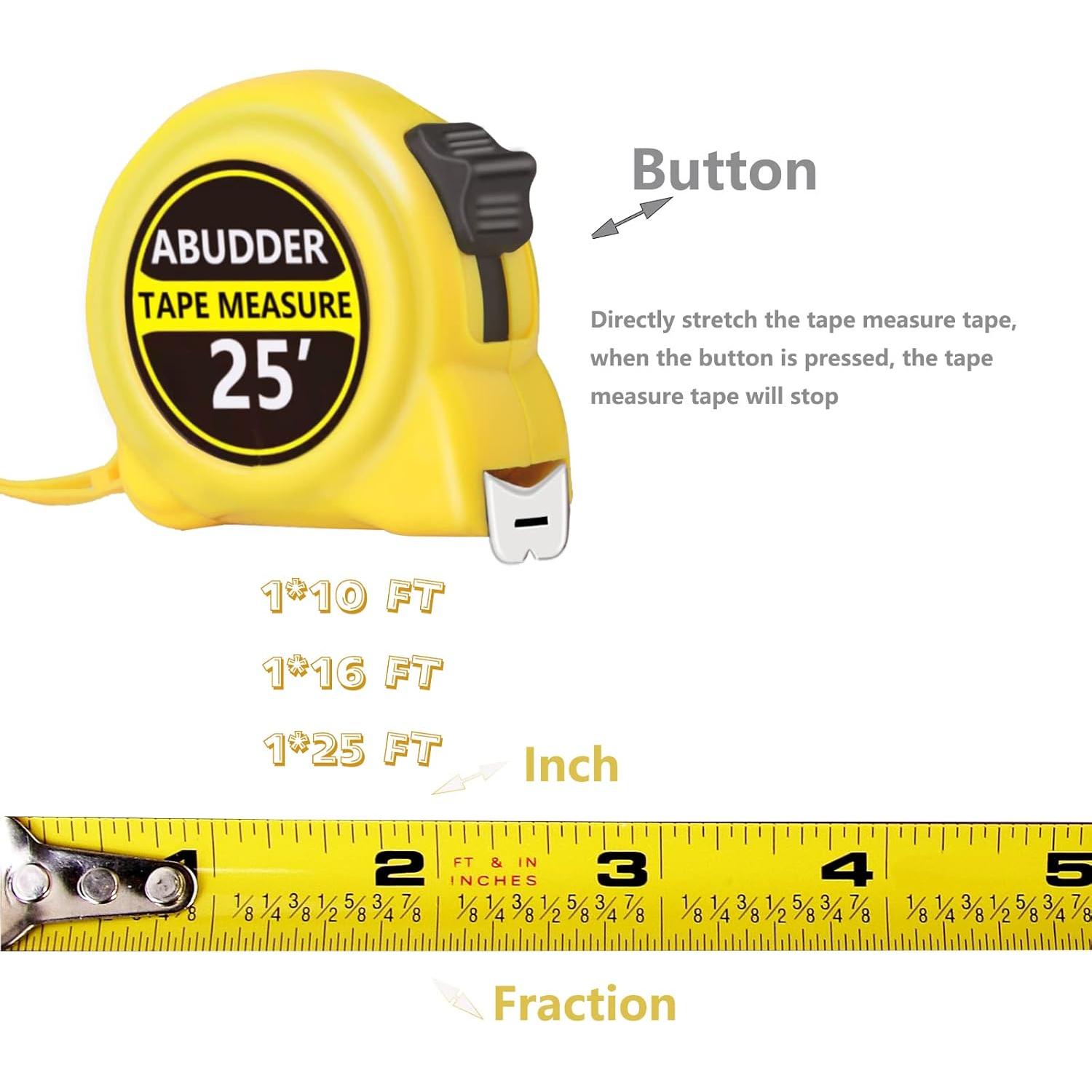 Paquete de 3 Cintas Métricas 3.05m/4.88m/7.62m ABUDDER