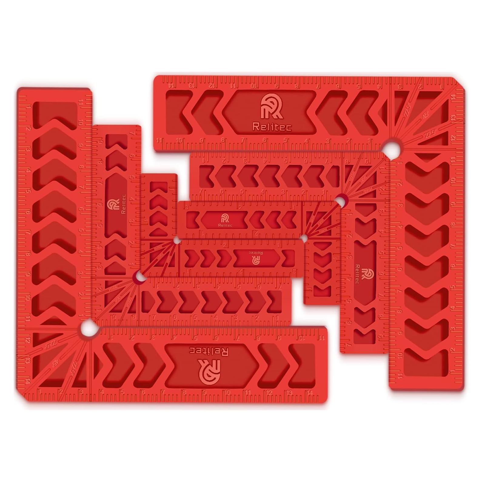 Set de Cuadrados de Posicionamiento Relitec - 6 Piezas 3" 4" 6"