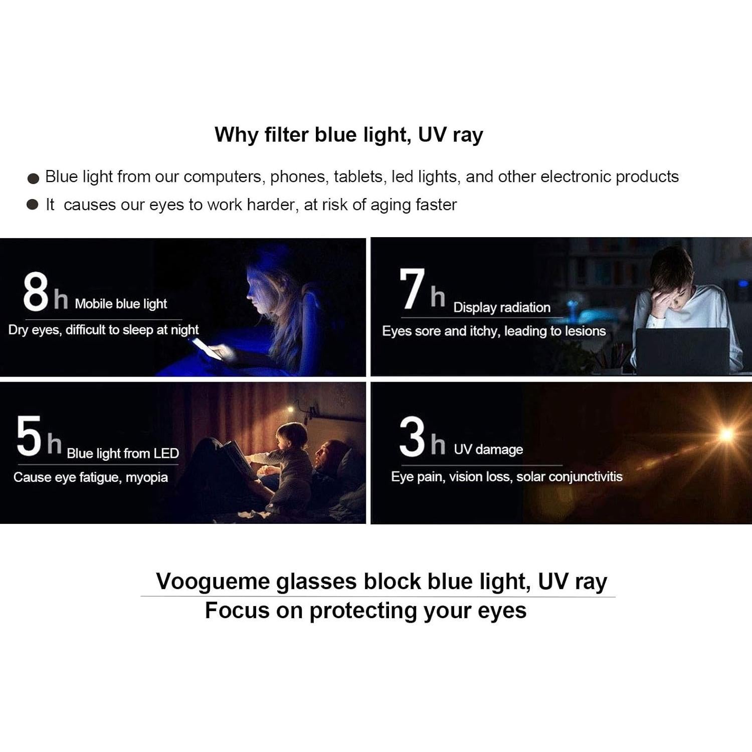 Gafas Anti Luz Azul Vooglam para Mujeres - Diseño Geométrico