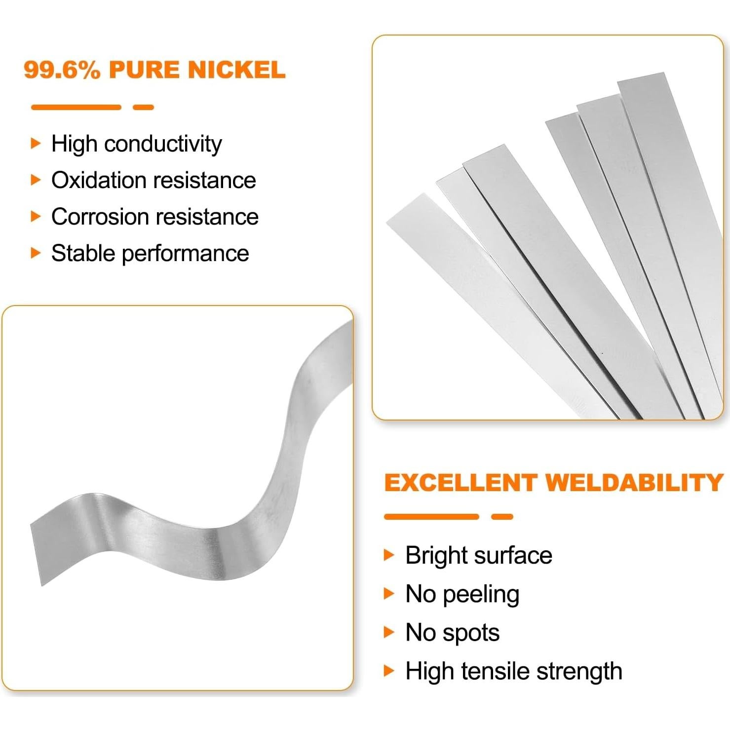Tira de Níquel Pura HARFINGTON 100pcs 0.1x4x100mm 99.6%