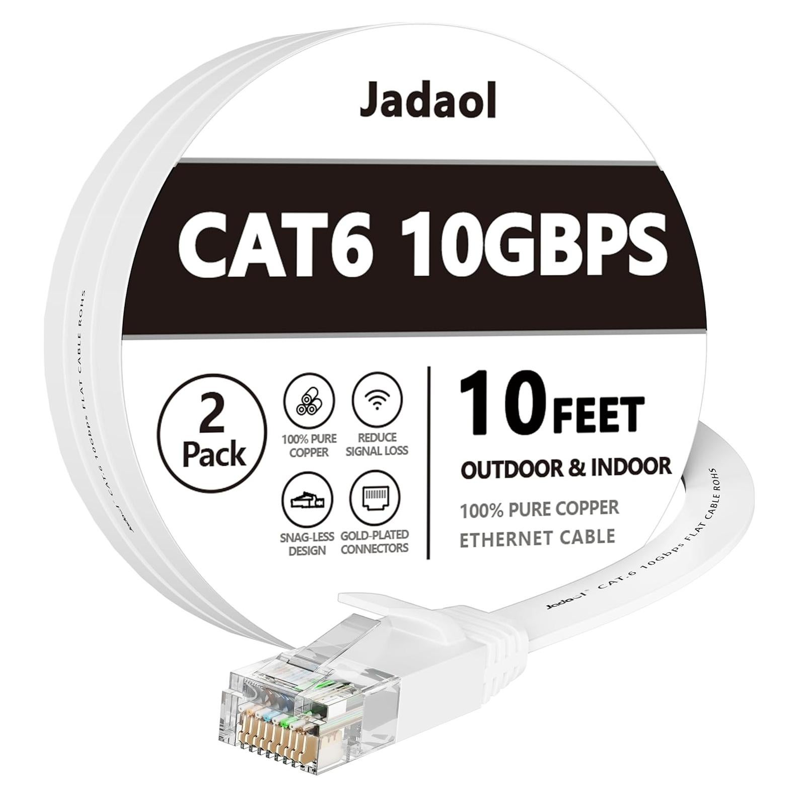 Cable Ethernet Jadaol Cat 6 3m 2Pack Blanco Alta Velocidad