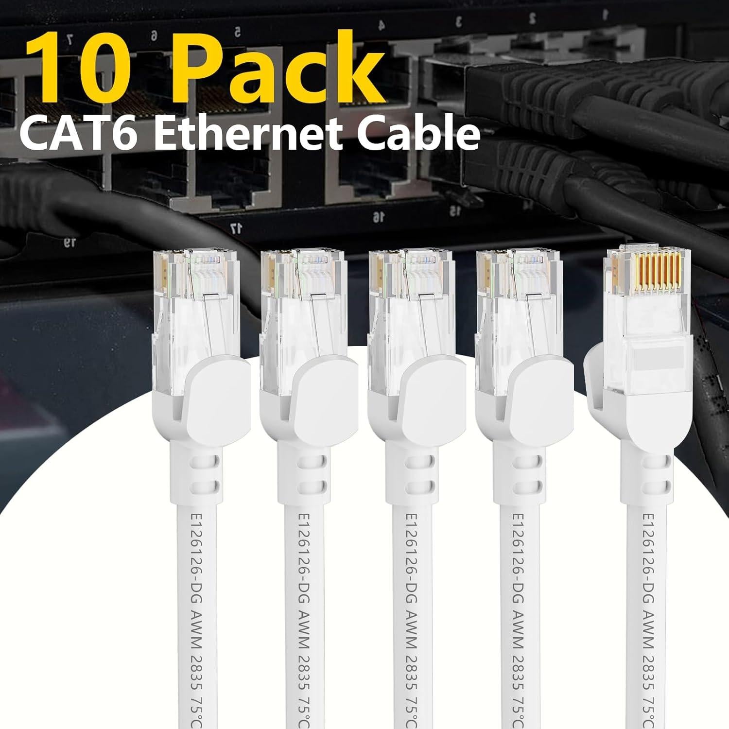Cable Ethernet Jadaol Cat 6 1.5m 10Pack Blanco, 10Gbps, Impermeable