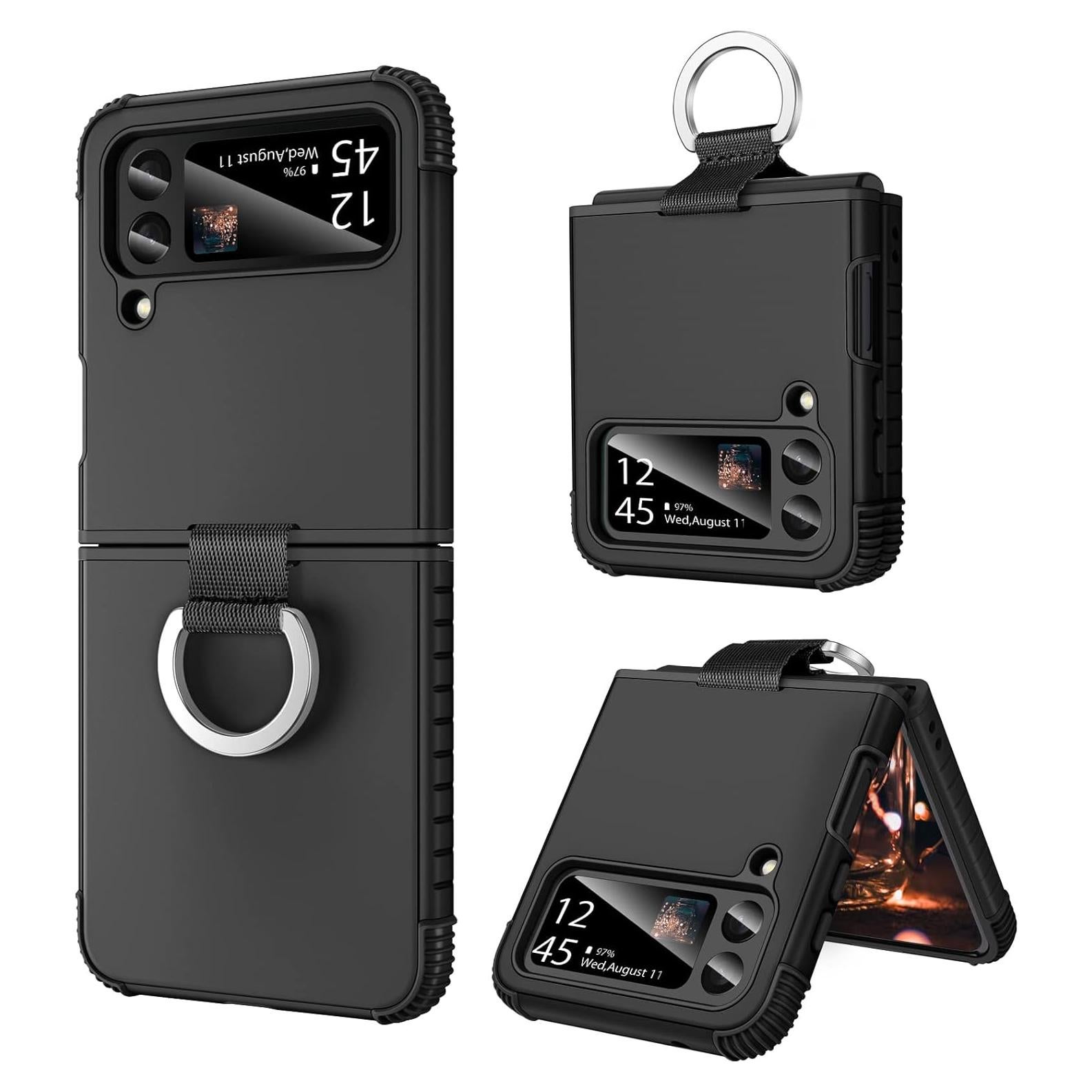 Funda BENTOBEN para Galaxy Z Flip 3 5G, Protección 2-en-1, Negro