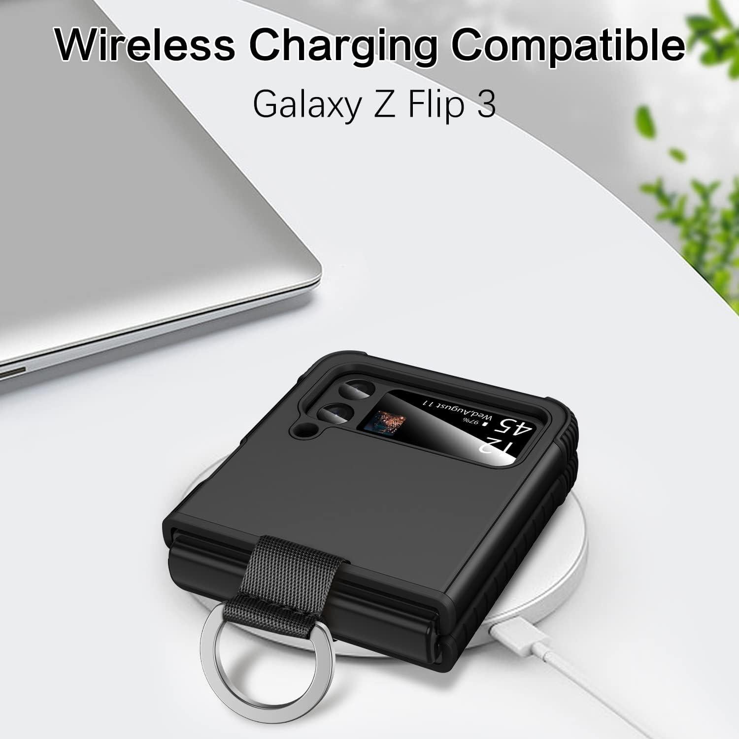 Funda BENTOBEN para Galaxy Z Flip 3 5G, Protección 2-en-1, Negro