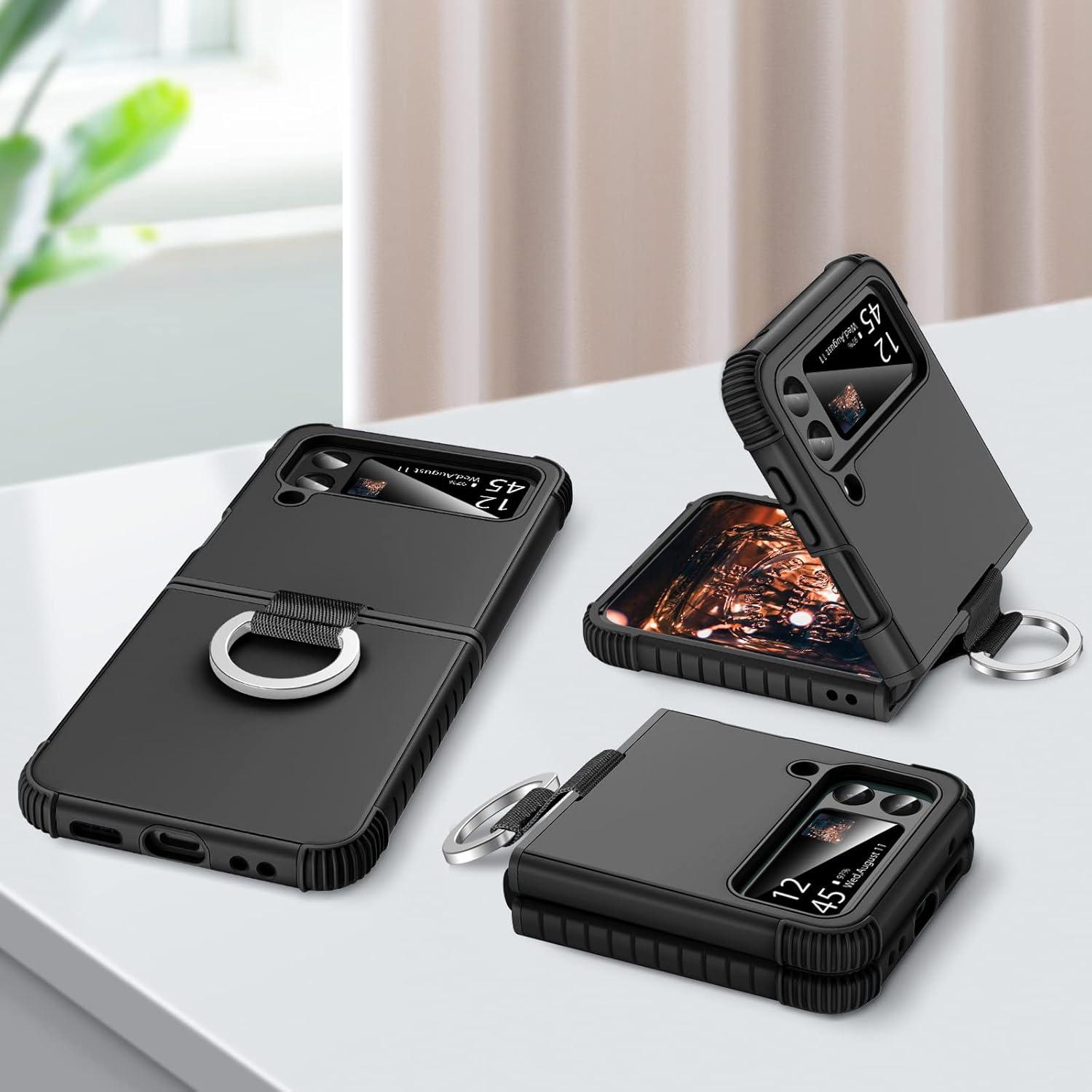 Funda BENTOBEN para Galaxy Z Flip 3 5G, Protección 2-en-1, Negro