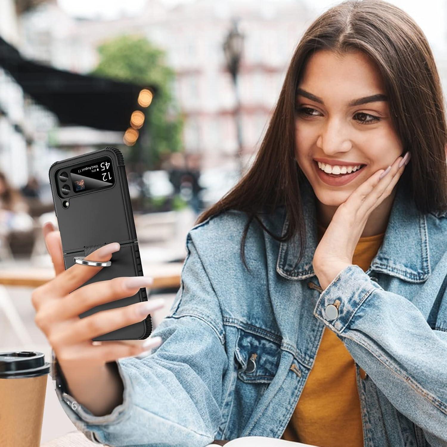 Funda BENTOBEN para Galaxy Z Flip 3 5G, Protección 2-en-1, Negro