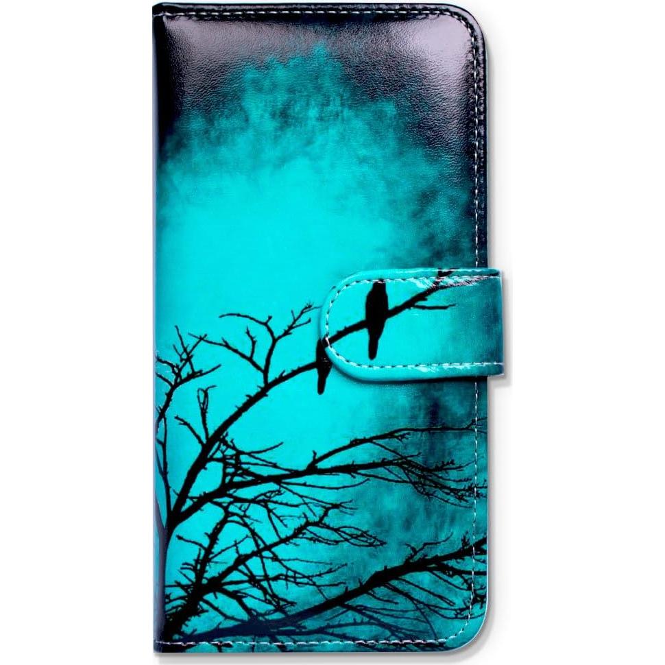 Funda de Cuero Plegable Bcov para iPhone 13 - Patrón Pájaro Negro