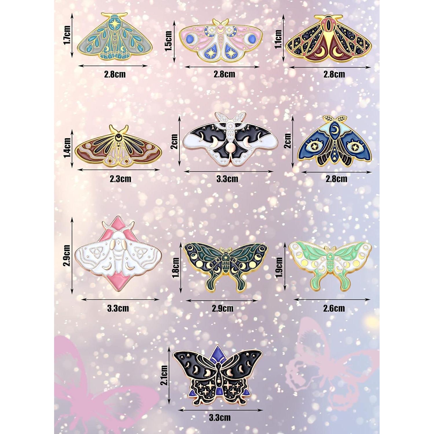 Conjunto de 10 Pines de Esmalte Janinka - Mariposa y Horror