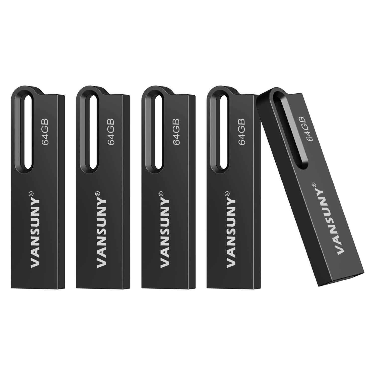 Vansuny 5 Pack USB 3.0 64GB Metal Impermeable Alta Velocidad