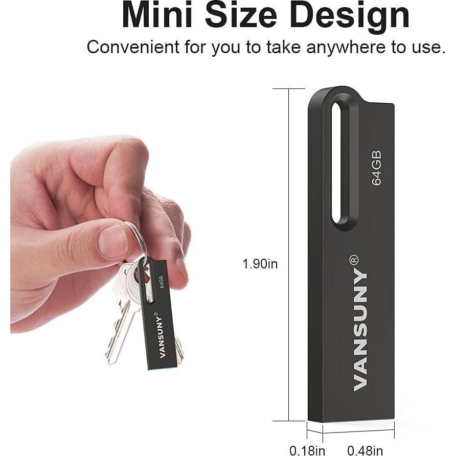 Vansuny 5 Pack USB 3.0 64GB Metal Impermeable Alta Velocidad