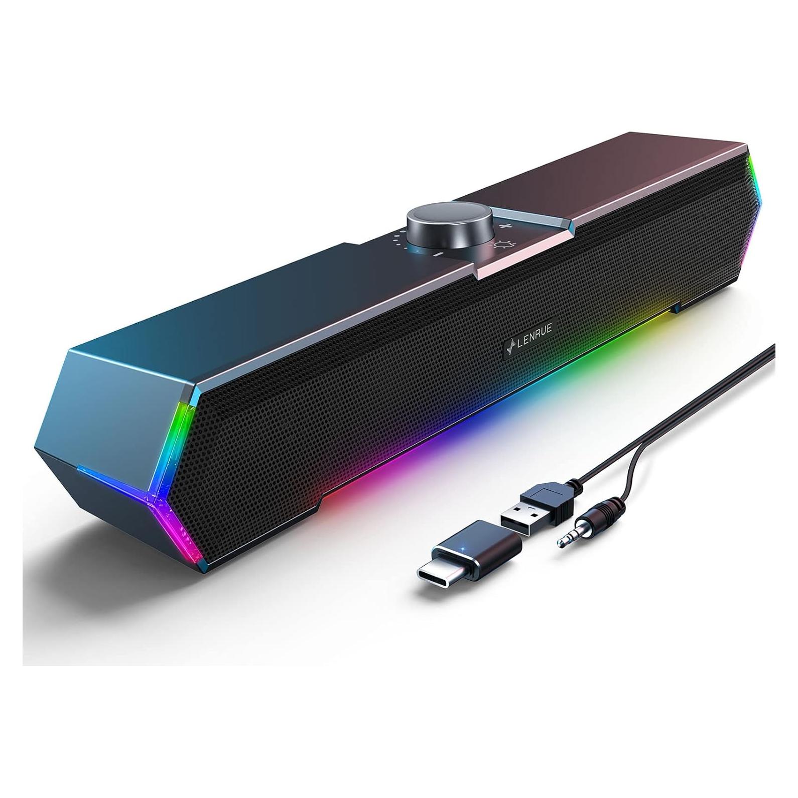 Altavoces de Computadora LENRUE G11 USB C, Sonido Claro y Táctil