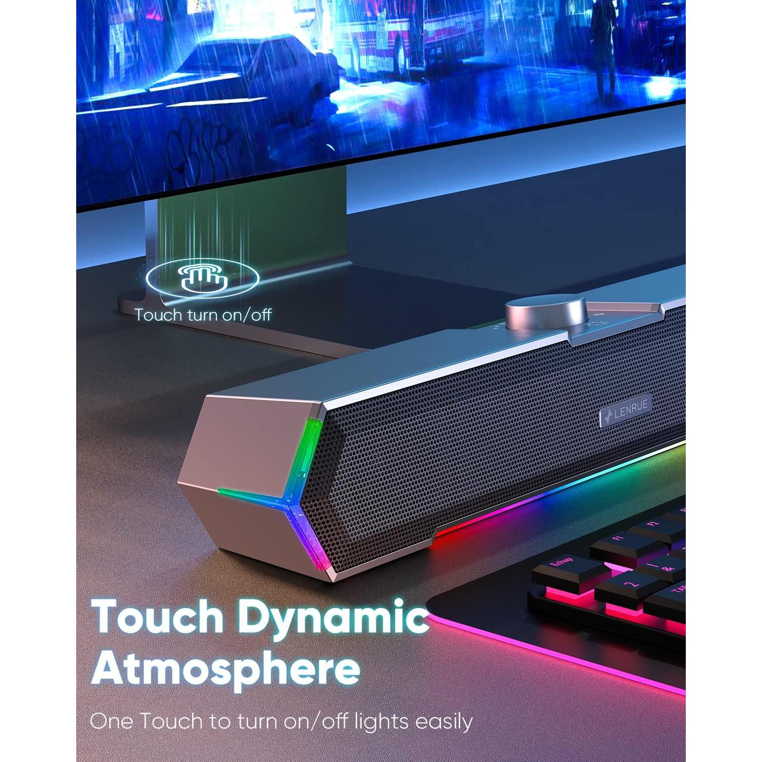 Altavoces de Computadora LENRUE G11 USB C, Sonido Claro y Táctil